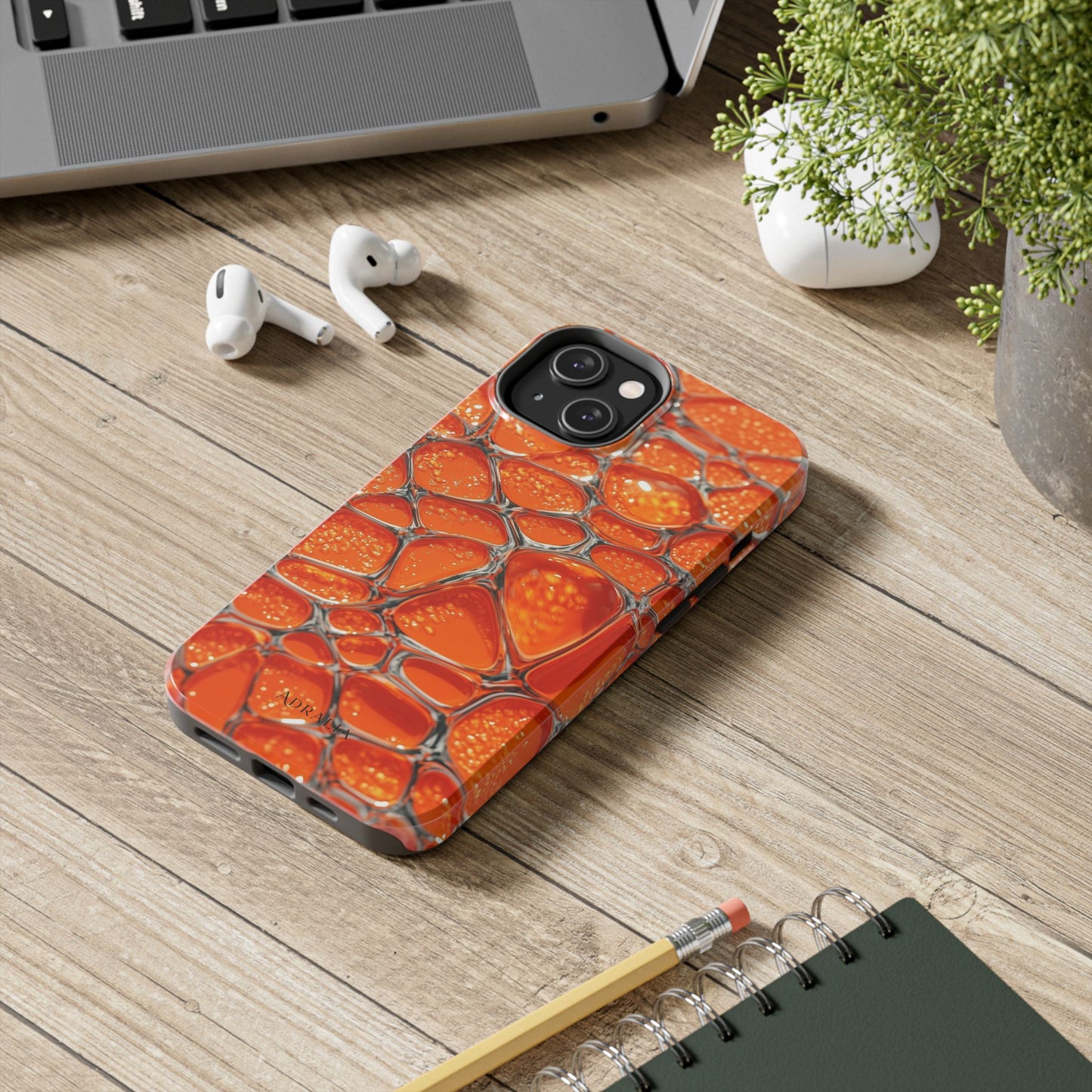Orange Resin Abstract Tough Phone Case — Durable Protective iPhone Cover