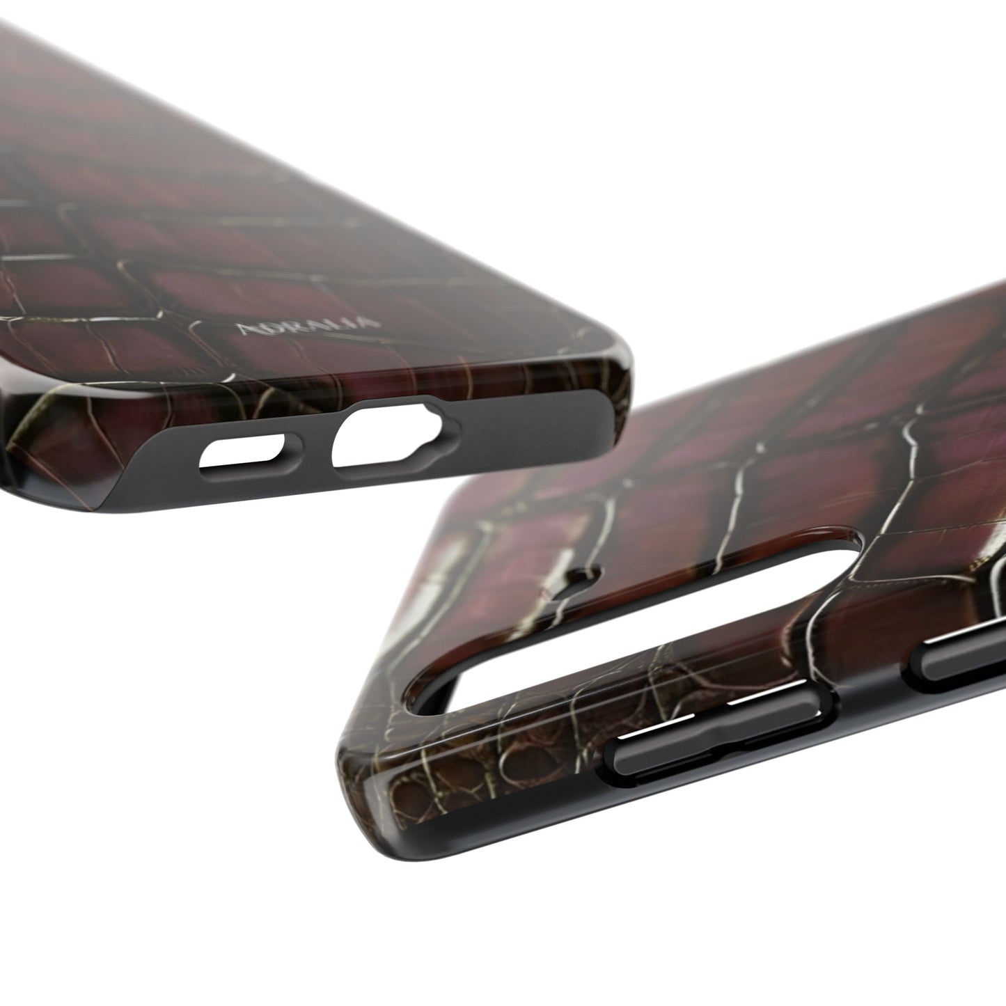 Croc-Embossed Tough Phone Case — Burgundy Faux Alligator with ADRALIA Accent