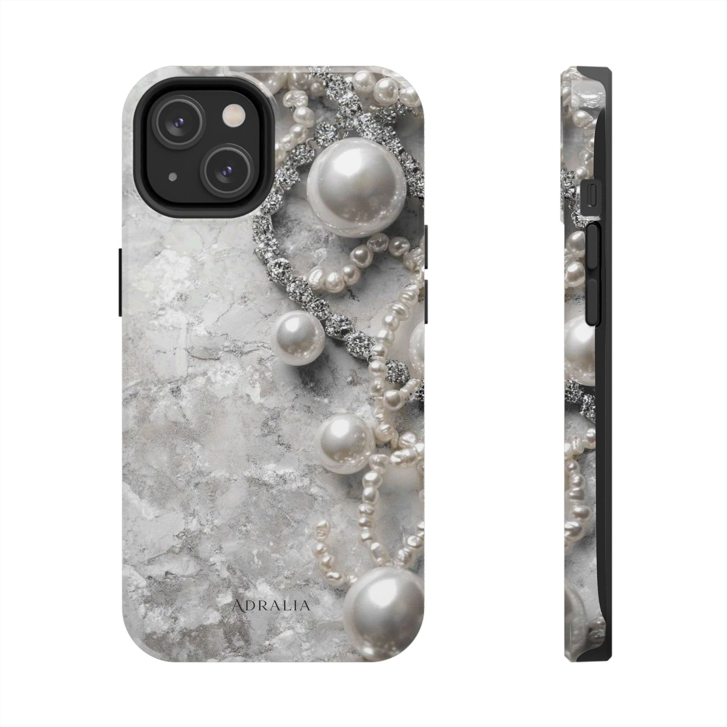 Pearl Luxe Tough Phone Case — Elegant Pearl & Crystal Protective Cover