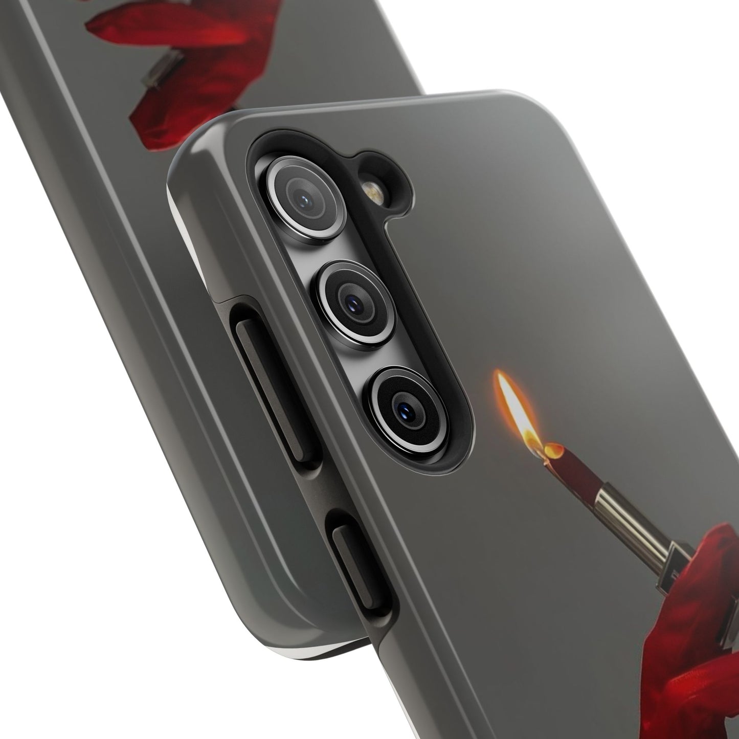 Red Glove Lighter Tough Phone Case — Dark Gothic Flame Protective Cover