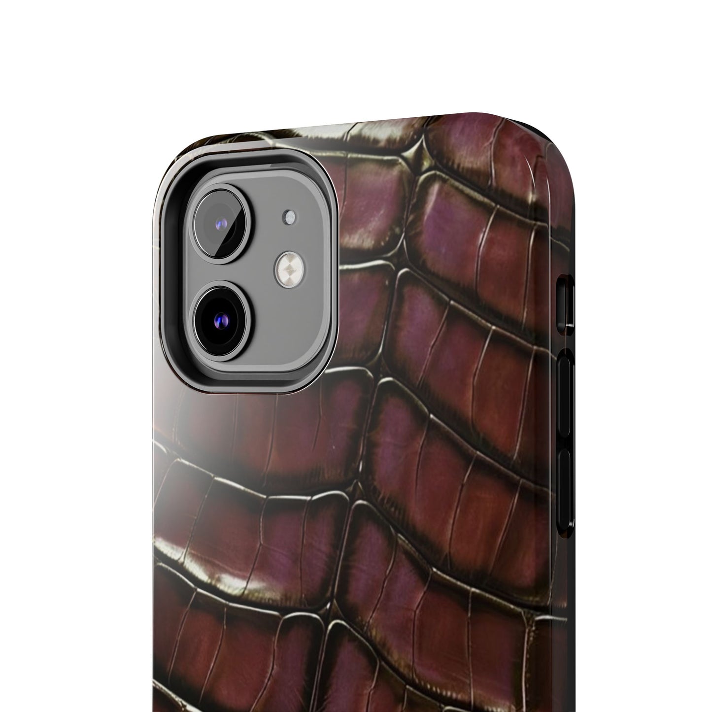 Croc-Embossed Tough Phone Case — Burgundy Faux Alligator with ADRALIA Accent