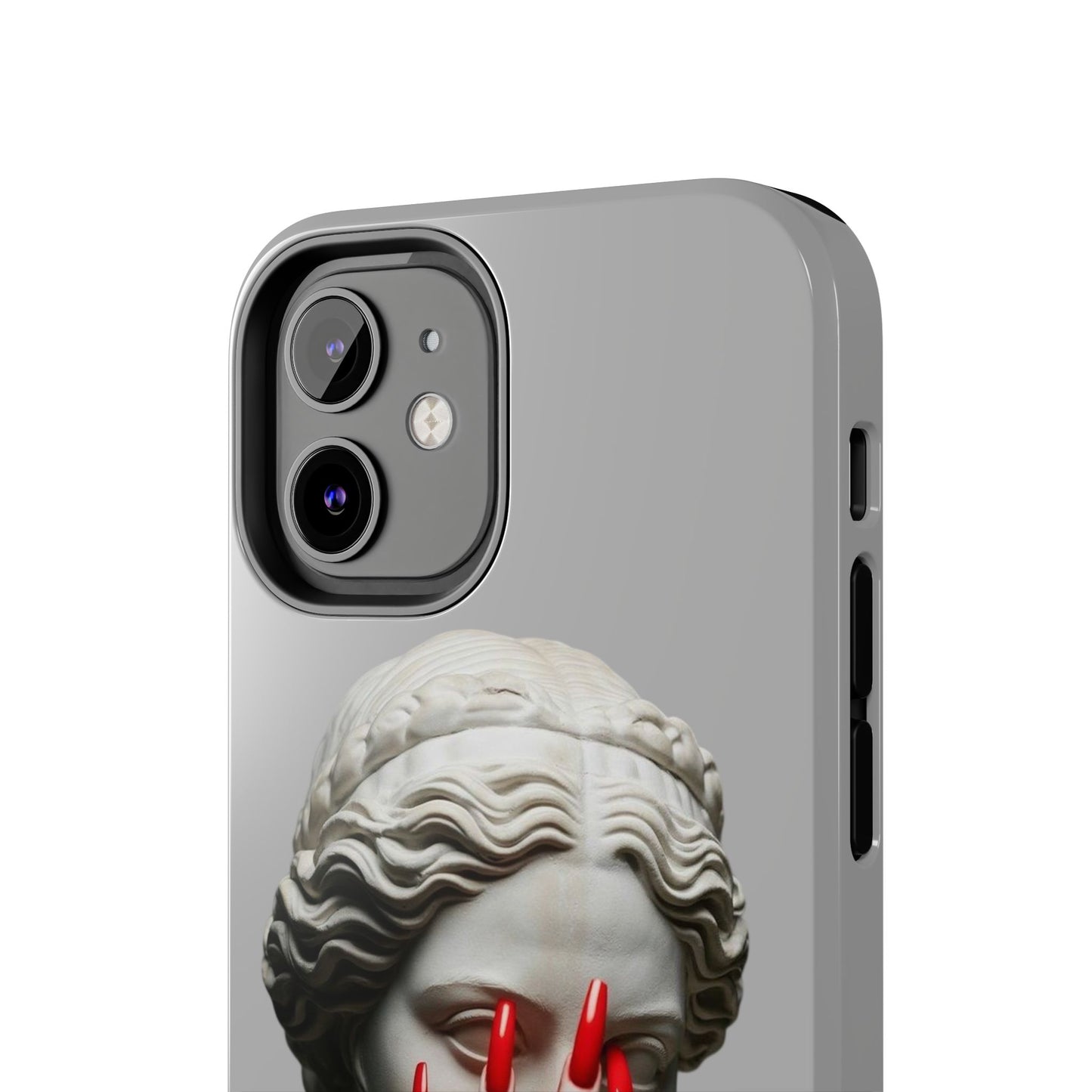 Statue with Red Nails Phone Case — Moody Classical Art Protective Case