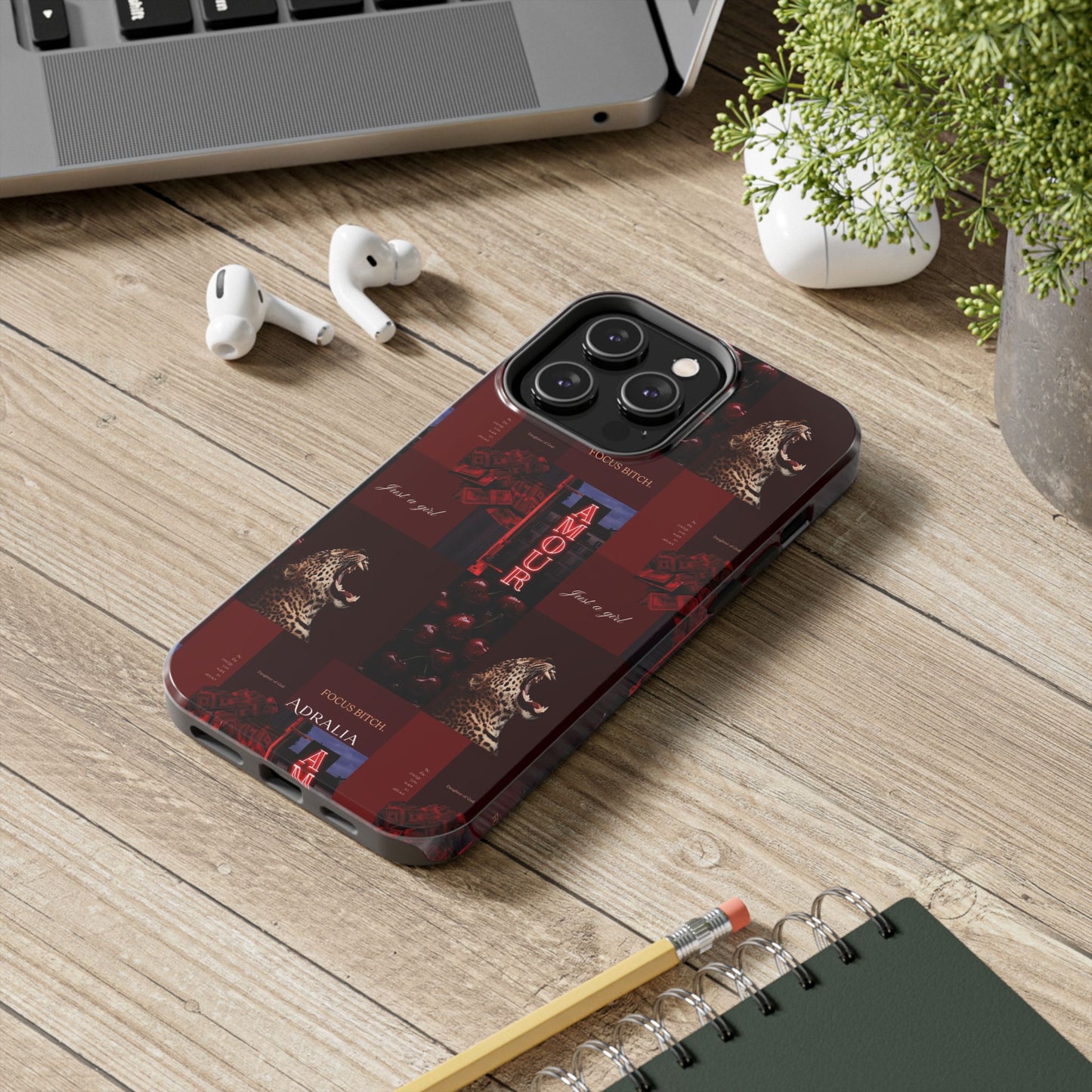 Tough Phone Case — Amour Red Leopard Graphic Protective Cover
