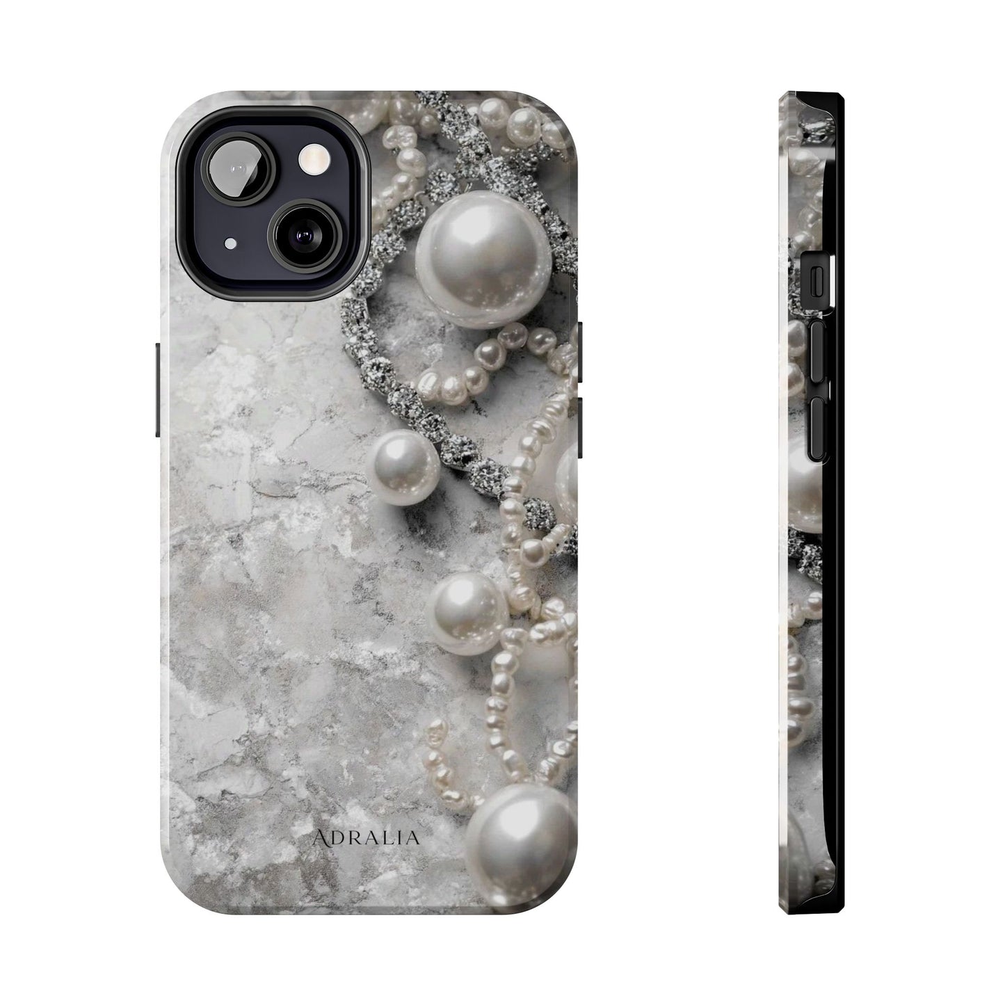 Pearl Luxe Tough Phone Case — Elegant Pearl & Crystal Protective Cover