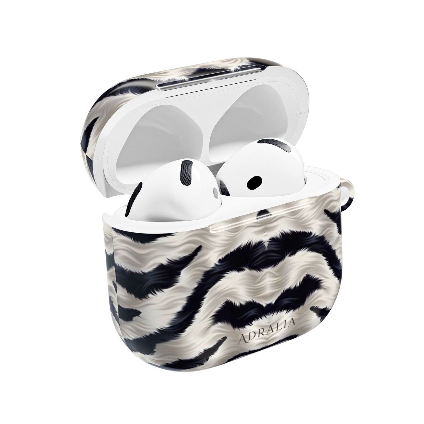 Zebra Fur Pattern AirPod Case — Luxe Black & White Animal Print Protective Cover