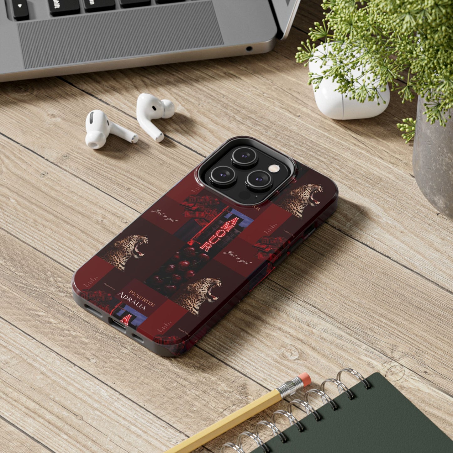 Tough Phone Case — Amour Red Leopard Graphic Protective Cover