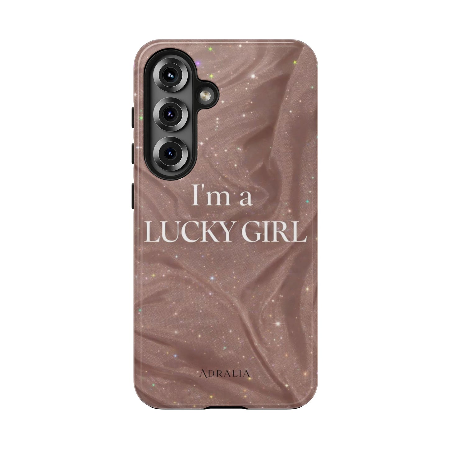 I'm a Lucky Girl Tough Phone Case – Sparkling Rose Marble Protective Cover