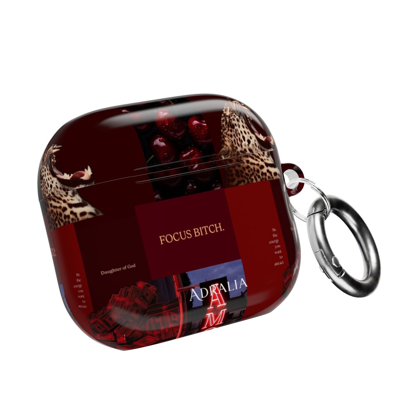 Focus Bitch AirPod Case — Red Leopard Graphic Protective Cover