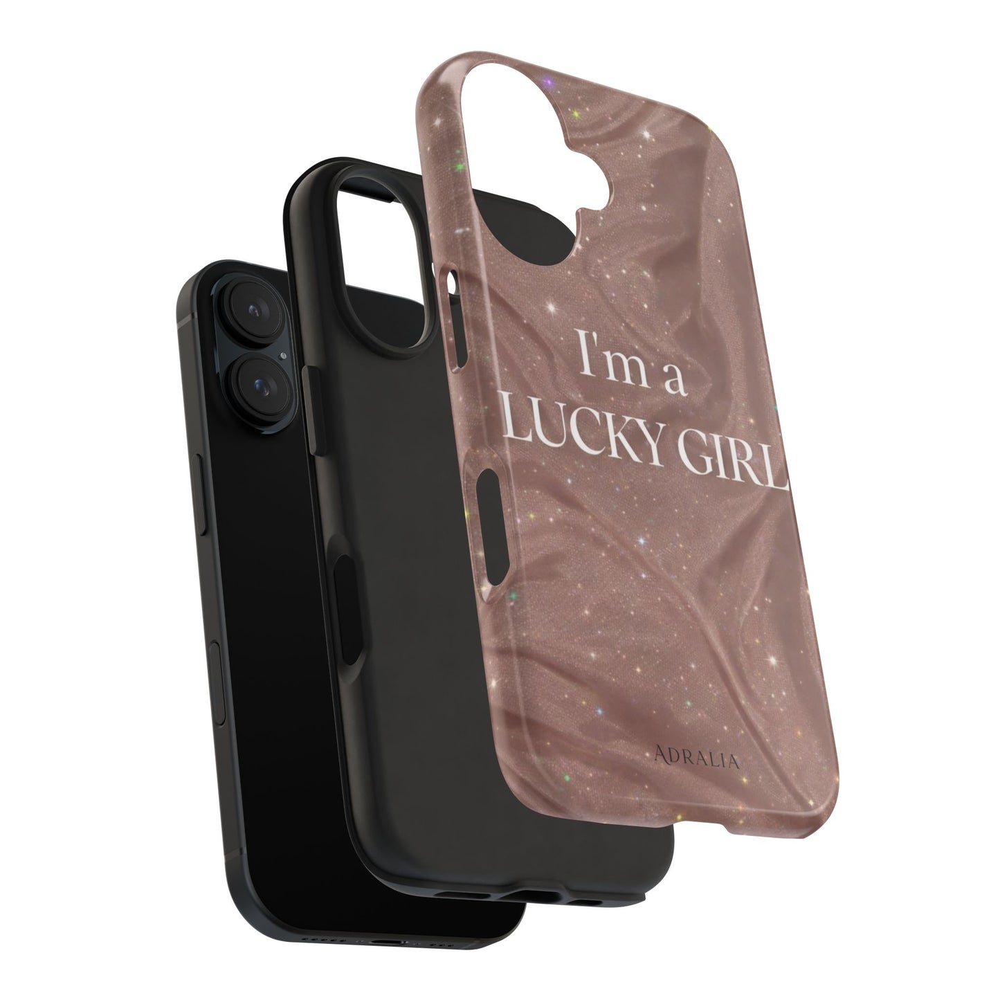I'm a Lucky Girl Tough Phone Case – Sparkling Rose Marble Protective Cover