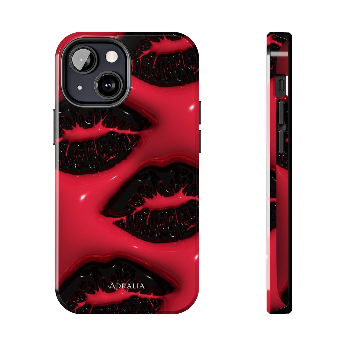Tough Phone Case – Red Gloss Kiss Print, Shockproof Protective Cover