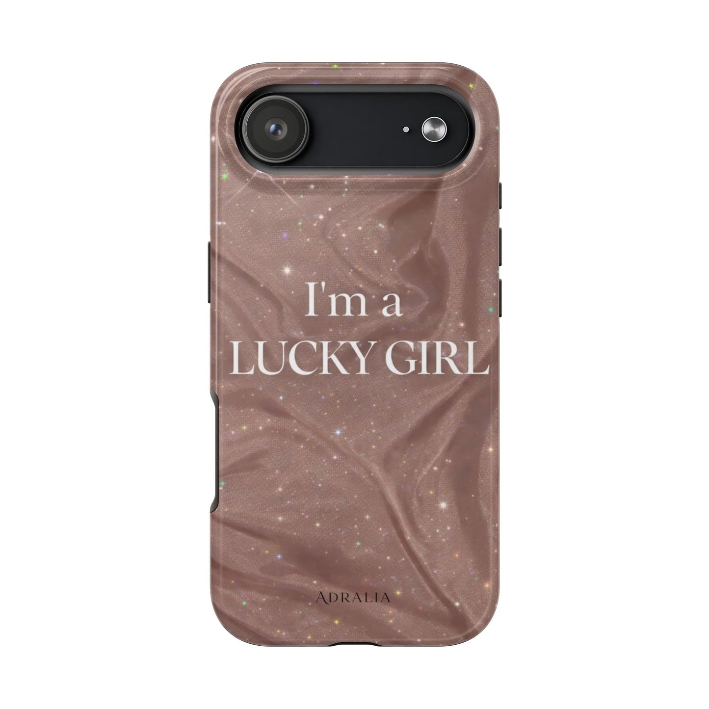 I'm a Lucky Girl Tough Phone Case – Sparkling Rose Marble Protective Cover