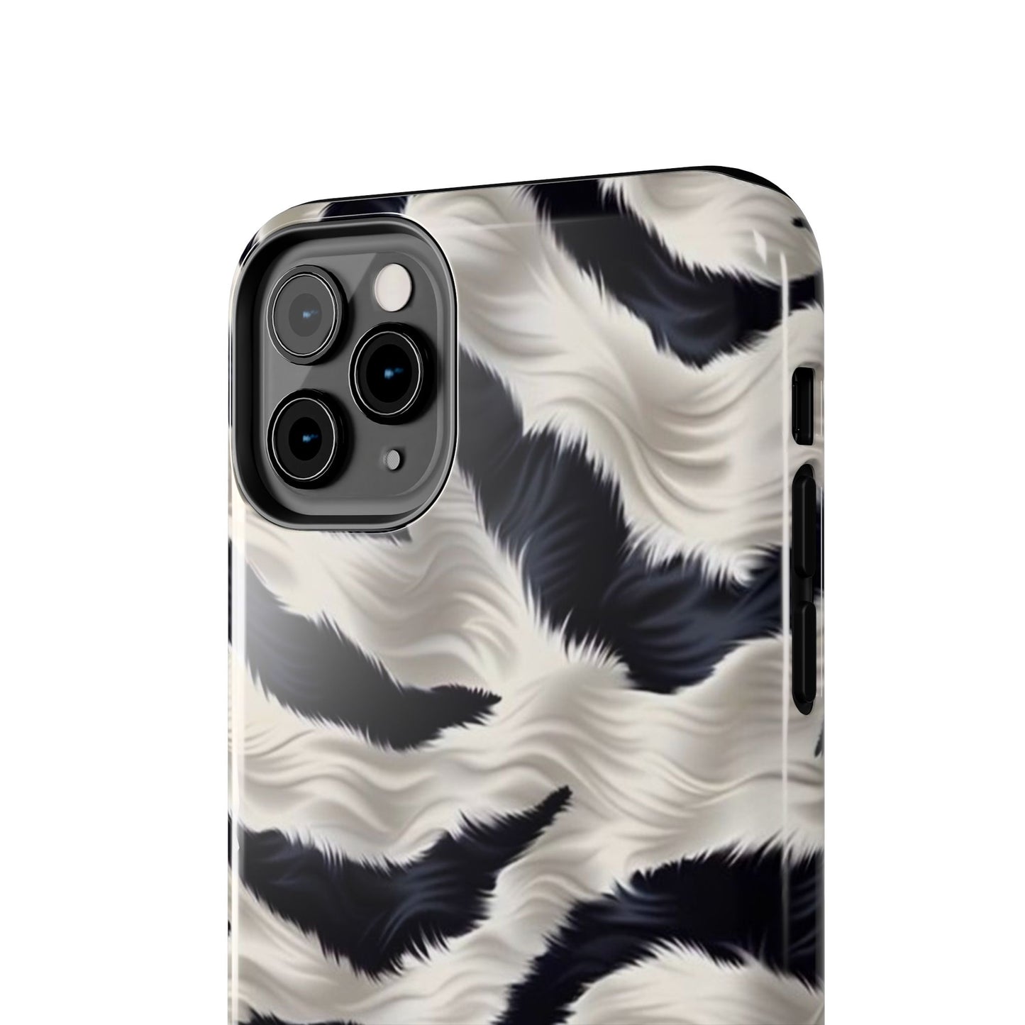Faux Fur Zebra Tough Phone Case — Black & Ivory Animal Print