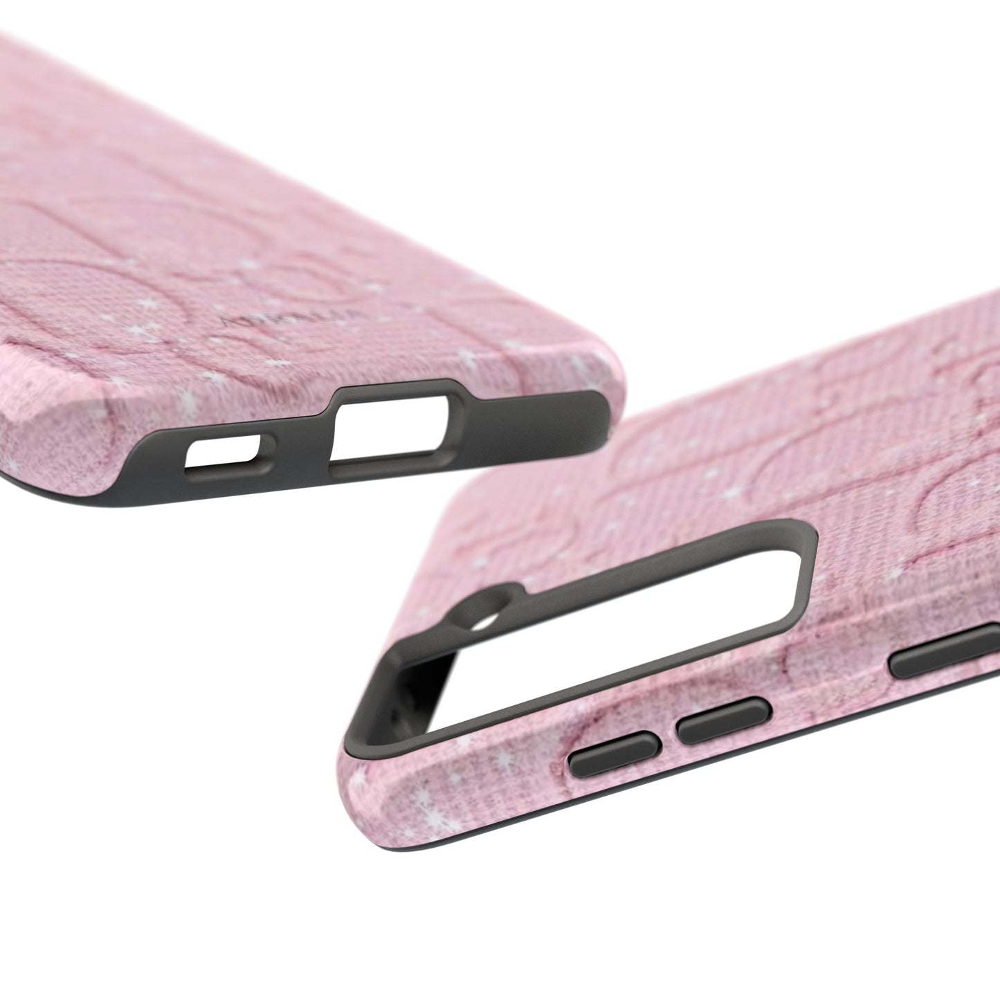 Pink Embossed Tough Phone Case – 'Adralia' Glitter Monogram Protective Cover