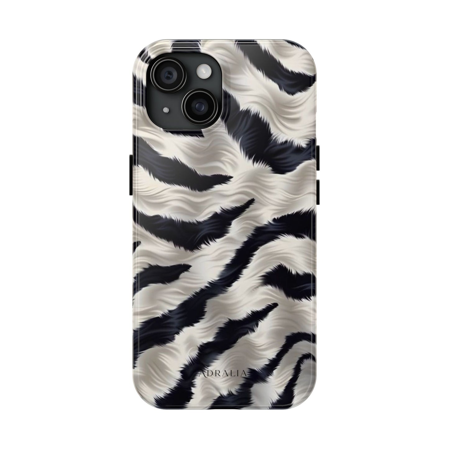 Faux Fur Zebra Tough Phone Case — Black & Ivory Animal Print