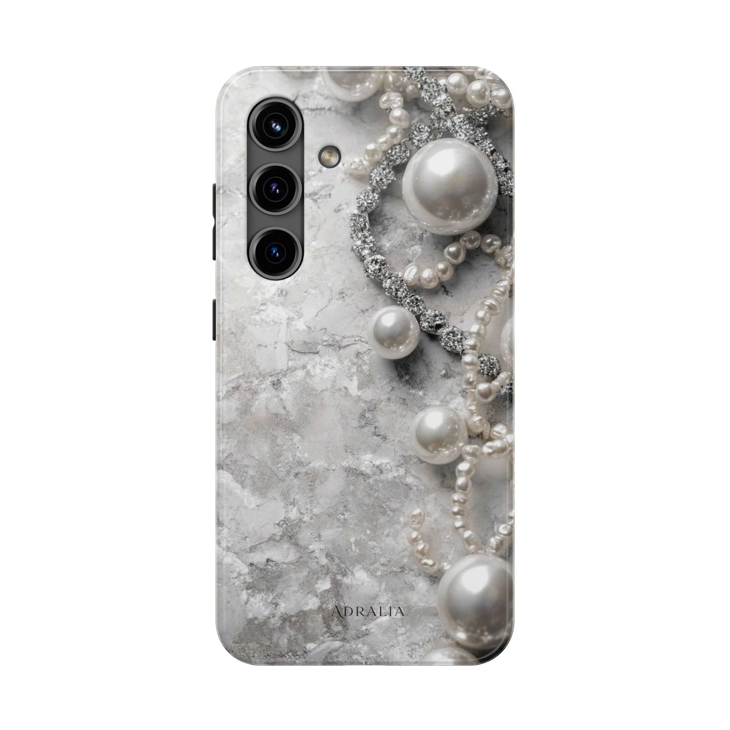 Pearl Luxe Tough Phone Case — Elegant Pearl & Crystal Protective Cover