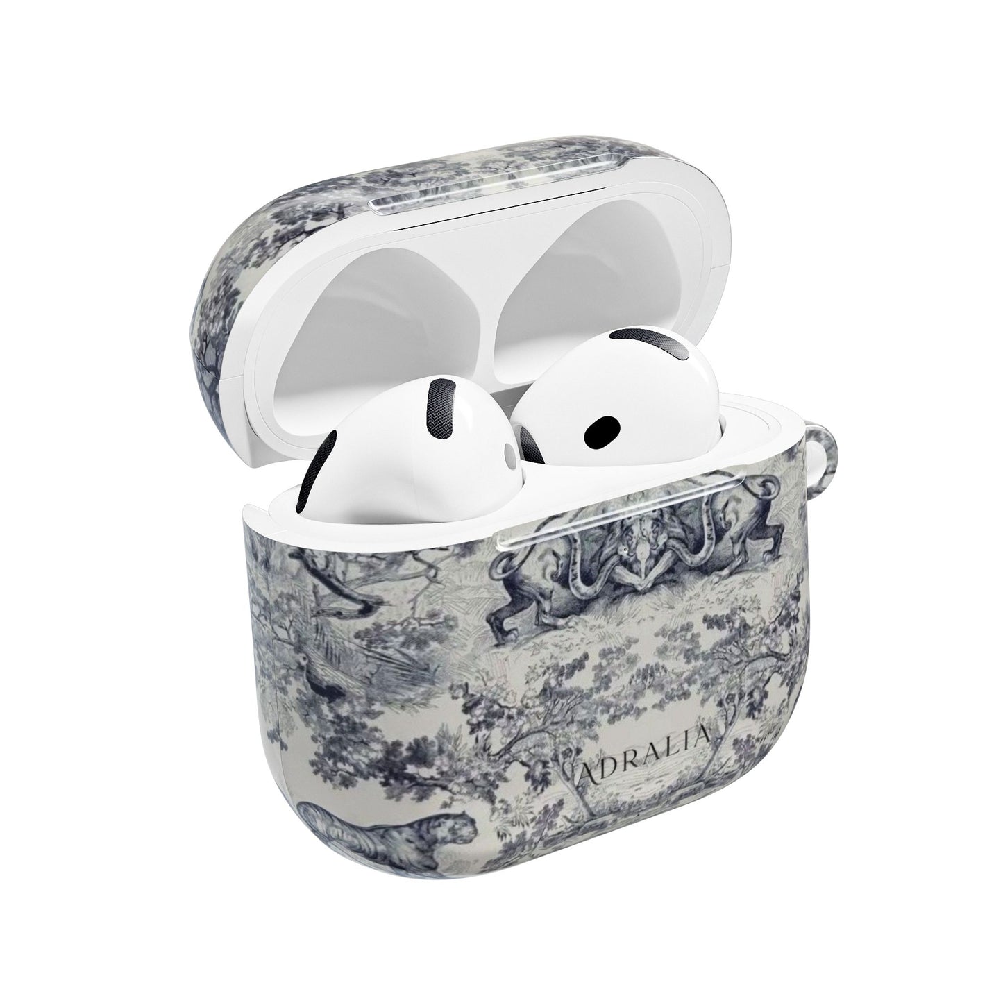 Vintage Toile AirPod Case — Classic Grey Pattern Protective Cover