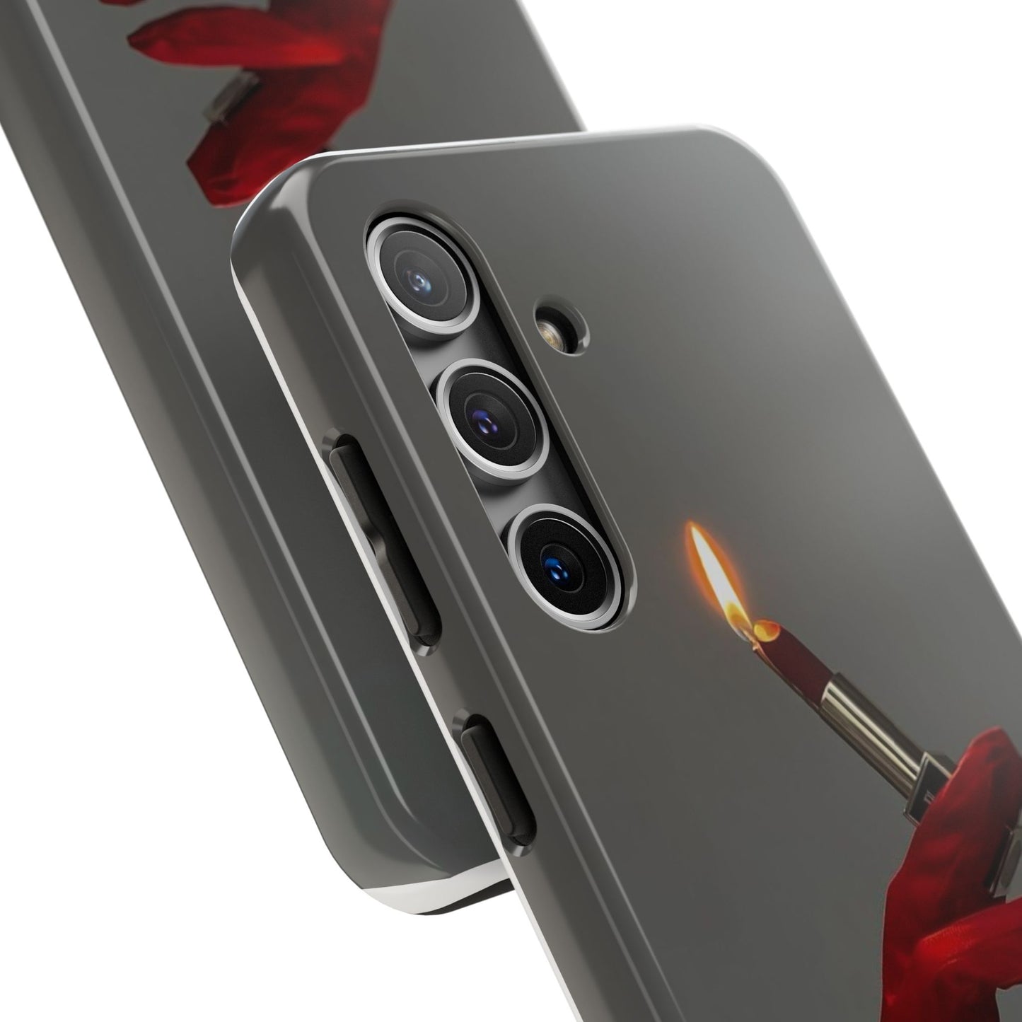 Red Glove Lighter Tough Phone Case — Dark Gothic Flame Protective Cover