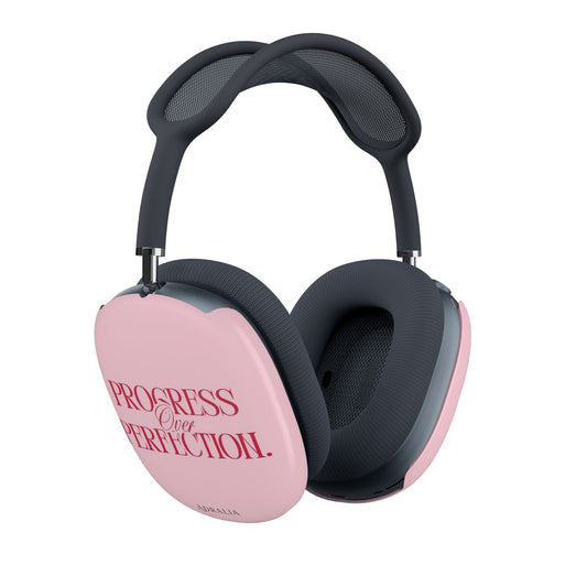 AirPods Max Shell Case — Pink “Progress Over Perfection” Protective Covers