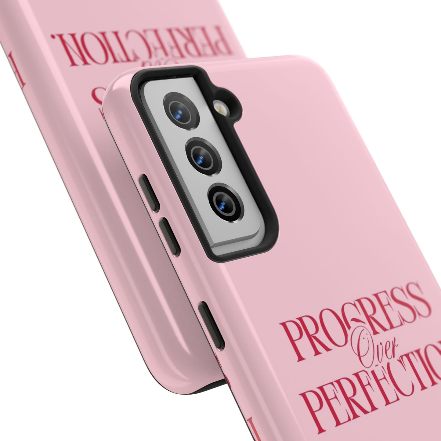 Progress Over Perfection Tough Phone Case — Pink Inspirational Protective Cover