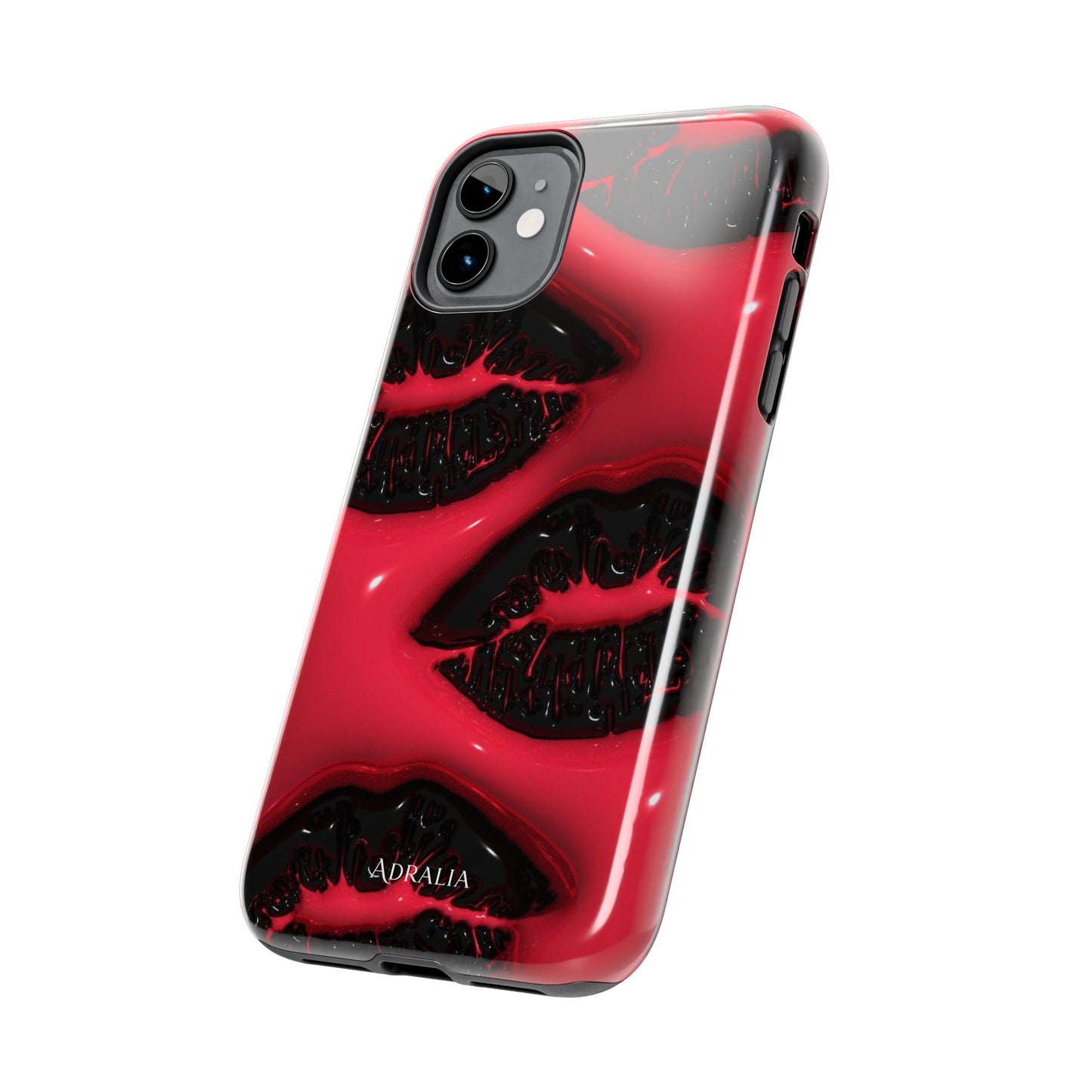 Tough Phone Case – Red Gloss Kiss Print, Shockproof Protective Cover