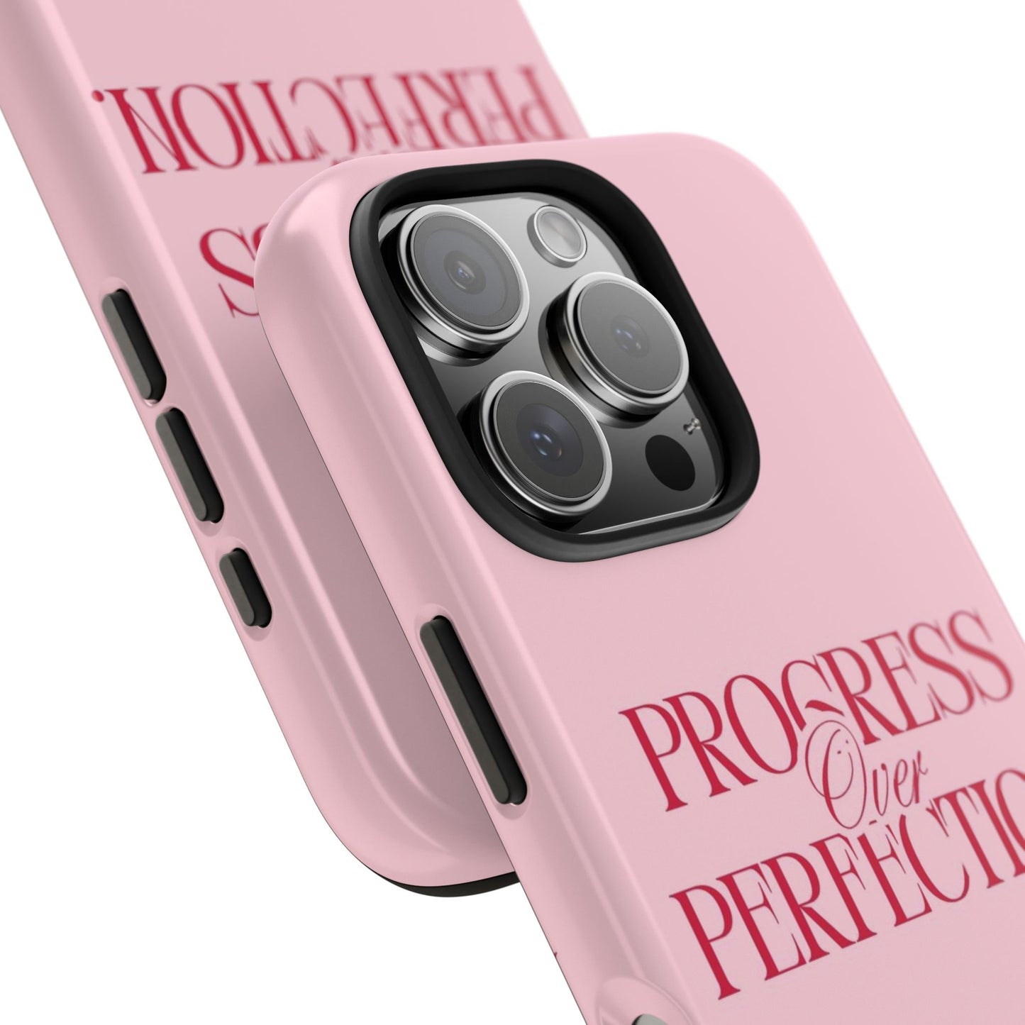 Progress Over Perfection Tough Phone Case — Pink Inspirational Protective Cover