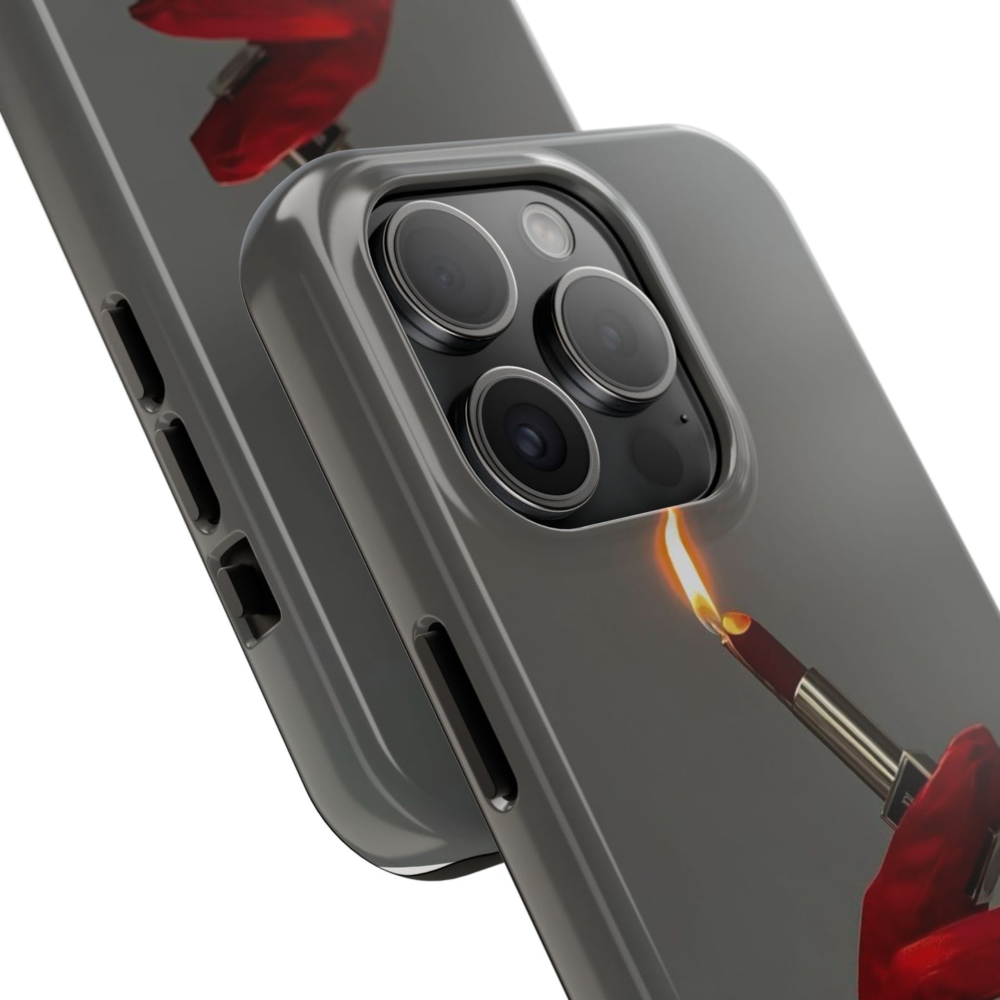 Red Glove Lighter Tough Phone Case — Dark Gothic Flame Protective Cover