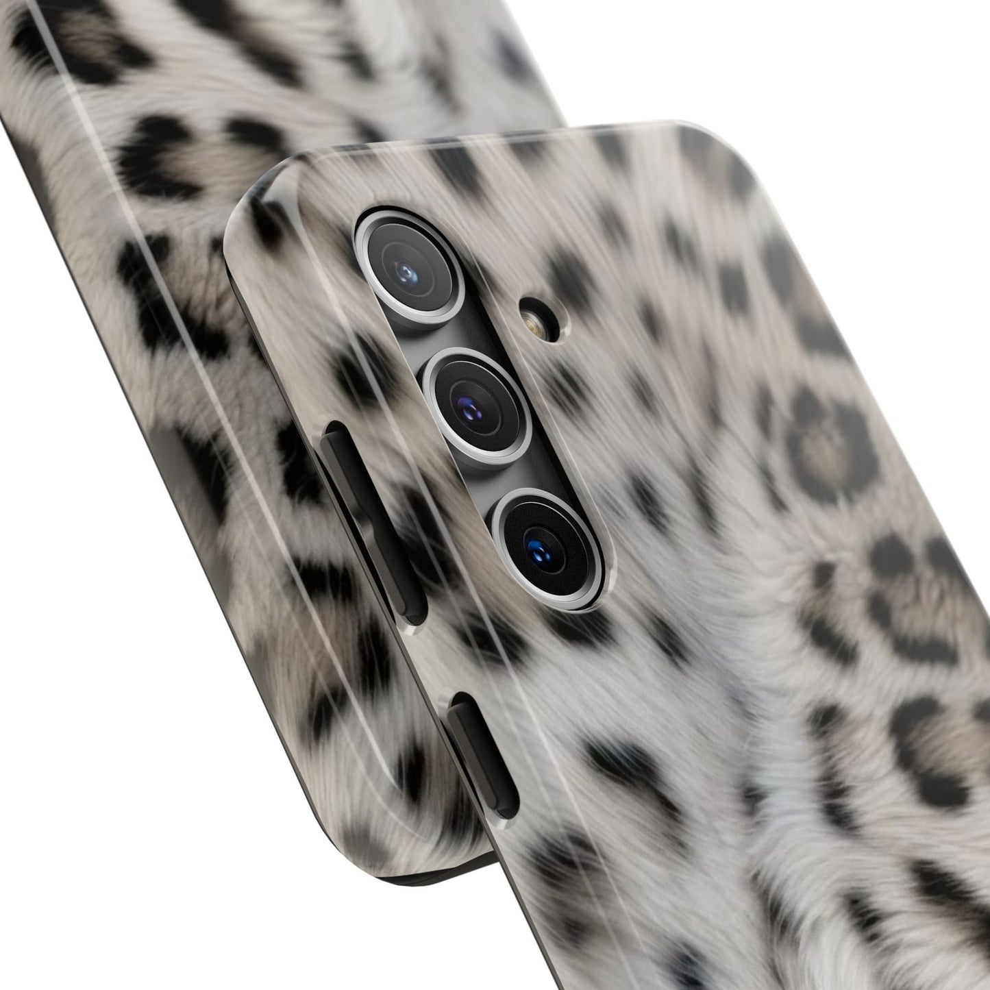 Leopard Fur Tough Phone Case — White Snow Cheetah Protective Cover