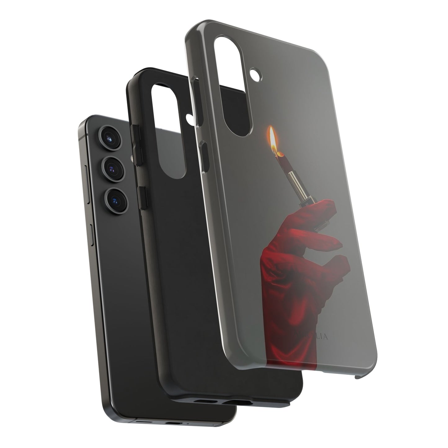 Red Glove Lighter Tough Phone Case — Dark Gothic Flame Protective Cover