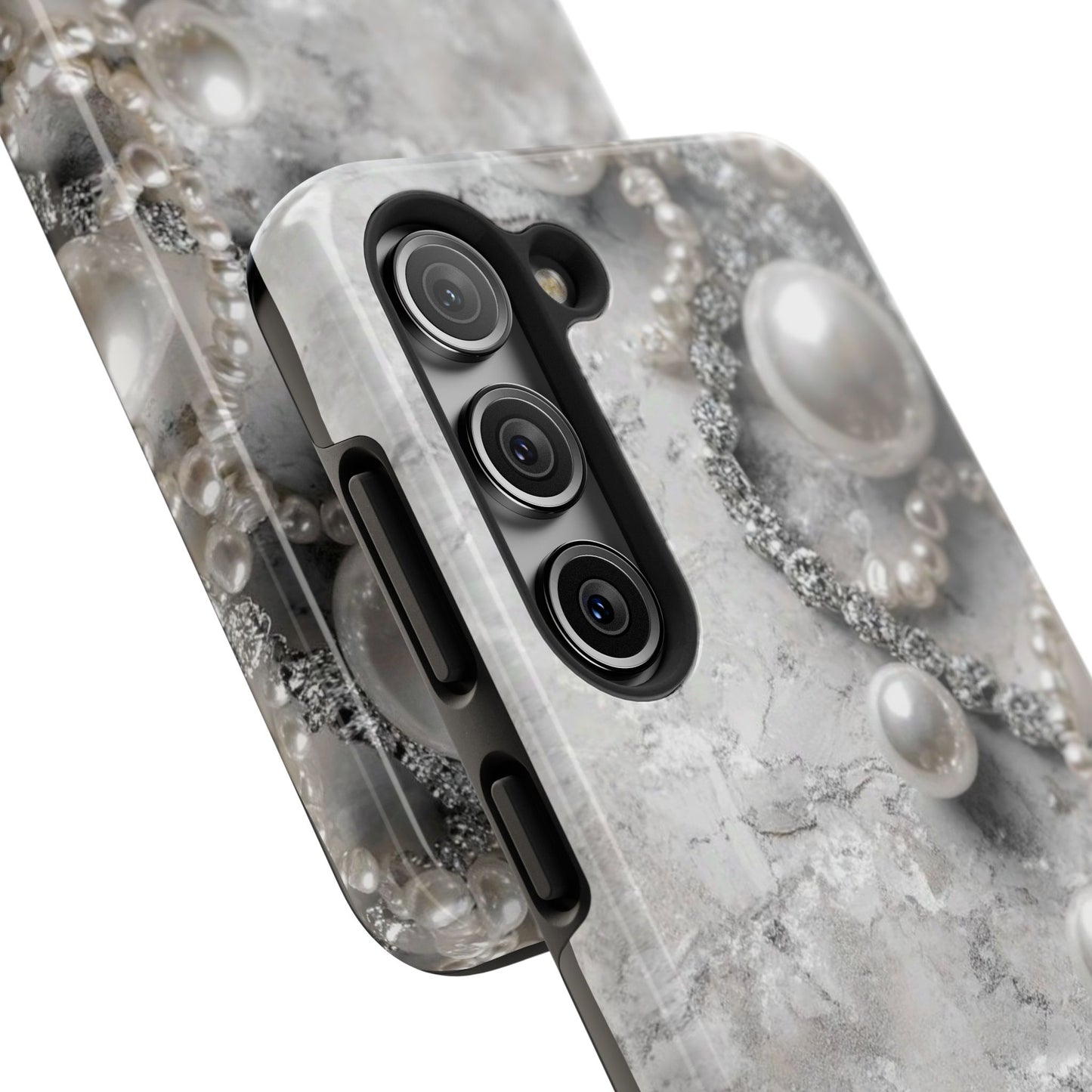 Pearl Luxe Tough Phone Case — Elegant Pearl & Crystal Protective Cover
