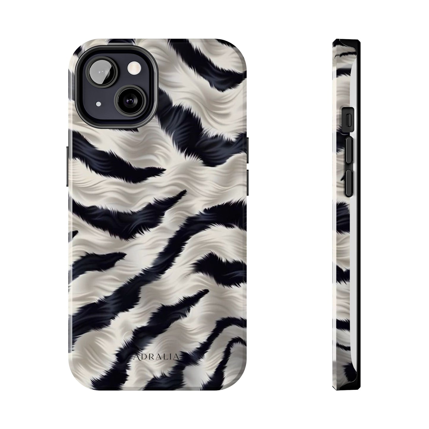 Faux Fur Zebra Tough Phone Case — Black & Ivory Animal Print