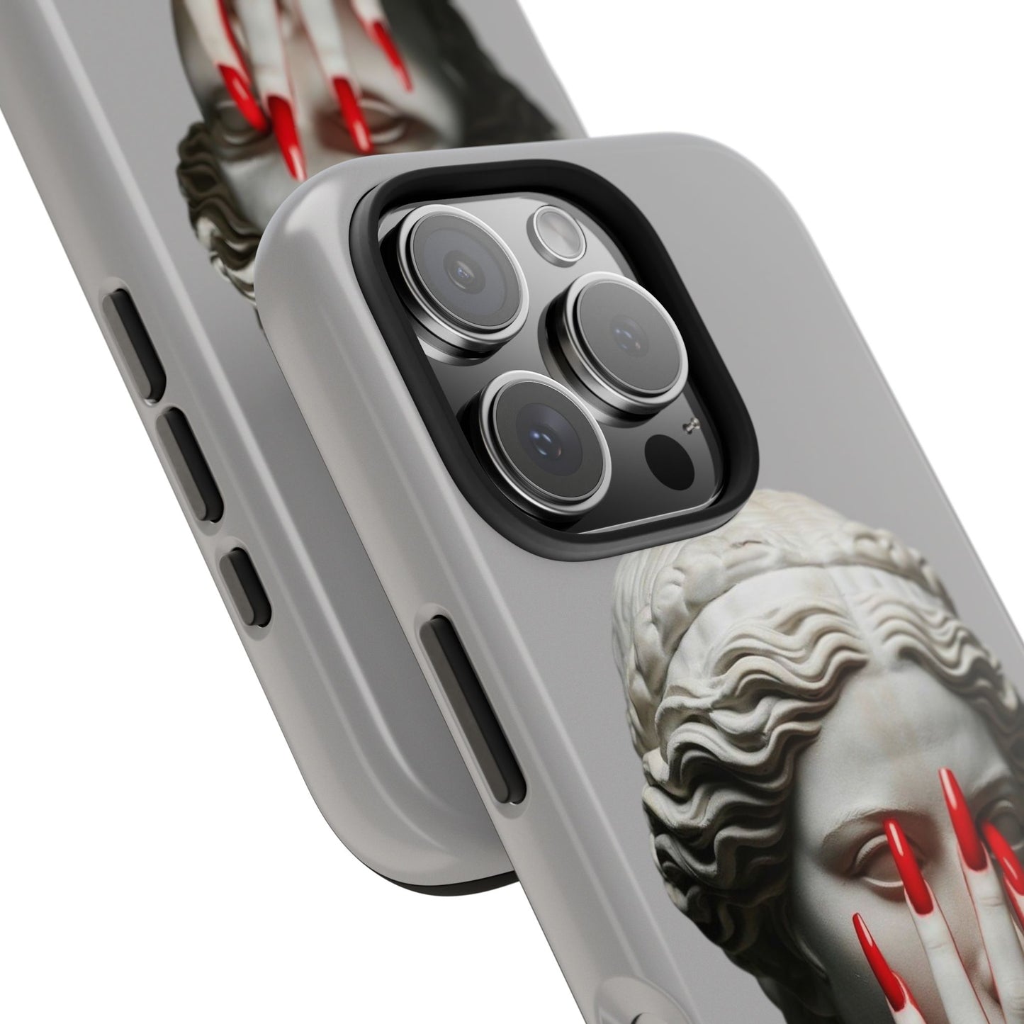Statue with Red Nails Phone Case — Moody Classical Art Protective Case