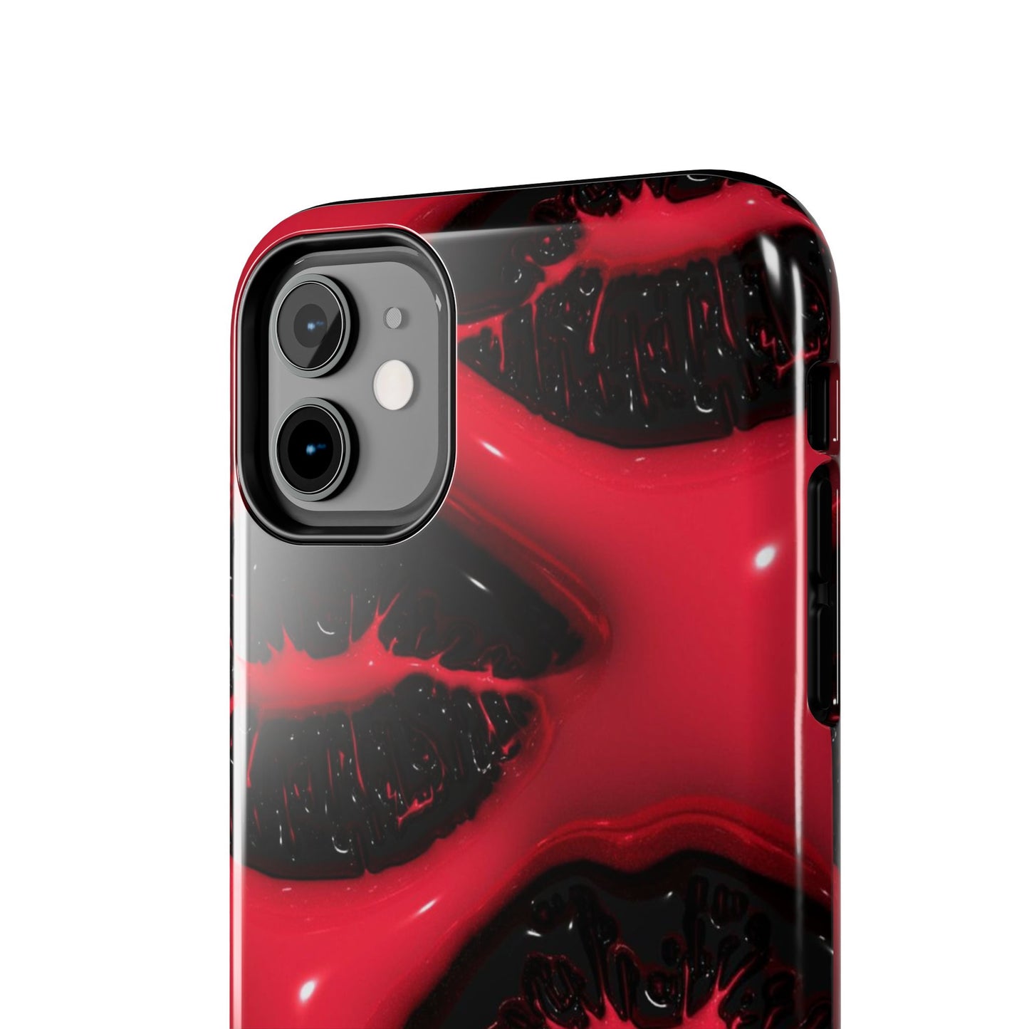 Tough Phone Case – Red Gloss Kiss Print, Shockproof Protective Cover