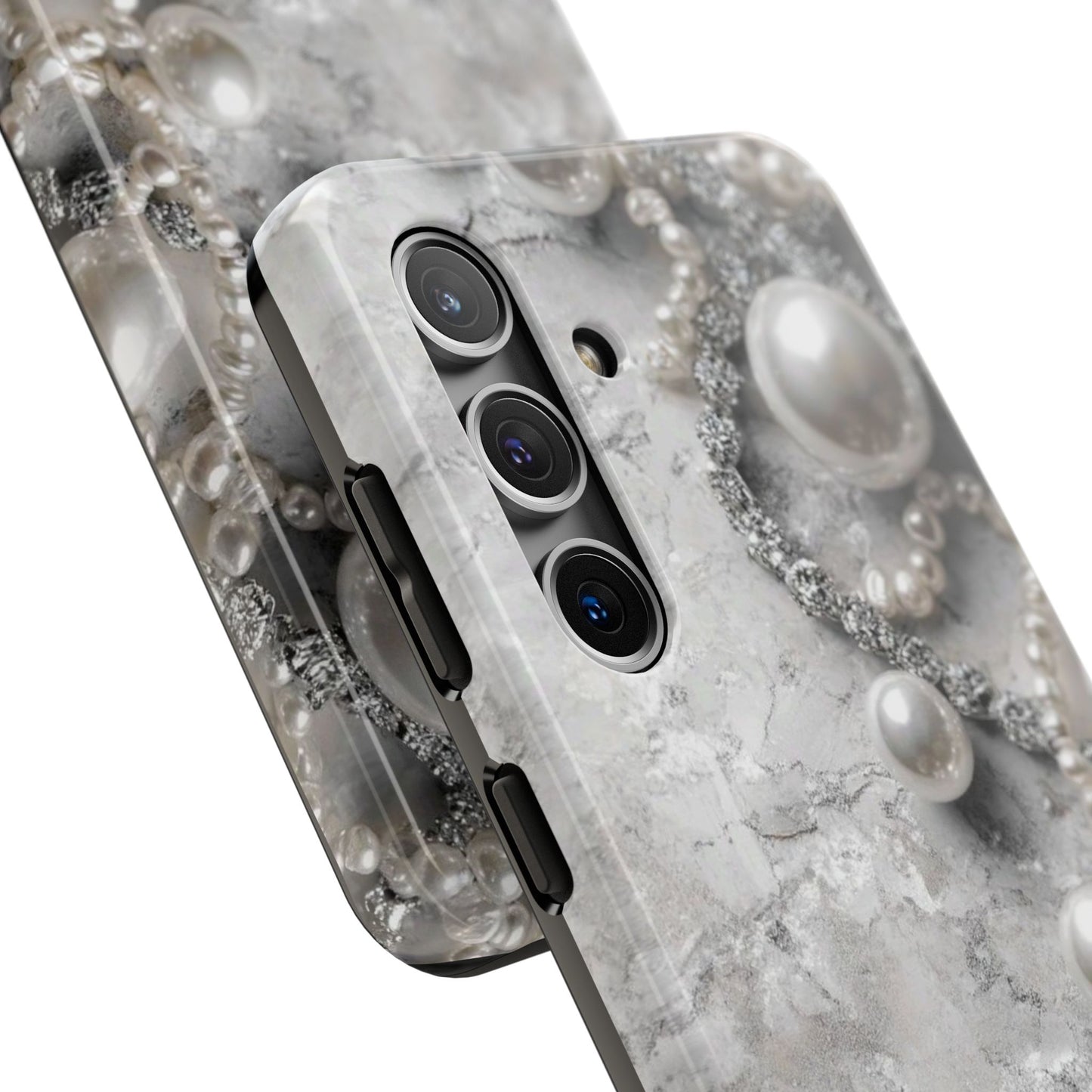Pearl Luxe Tough Phone Case — Elegant Pearl & Crystal Protective Cover