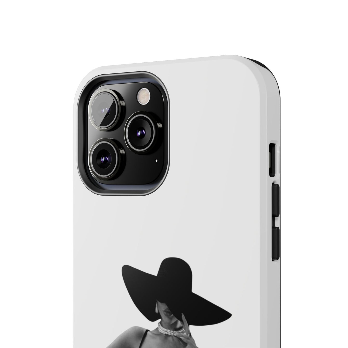 Tough Phone Case — Elegant Woman in Wide-Brim Hat Black & White Design