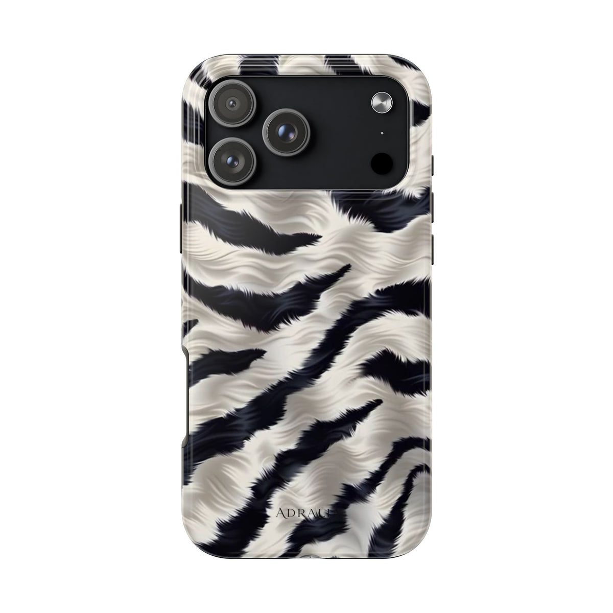 Faux Fur Zebra Tough Phone Case — Black & Ivory Animal Print