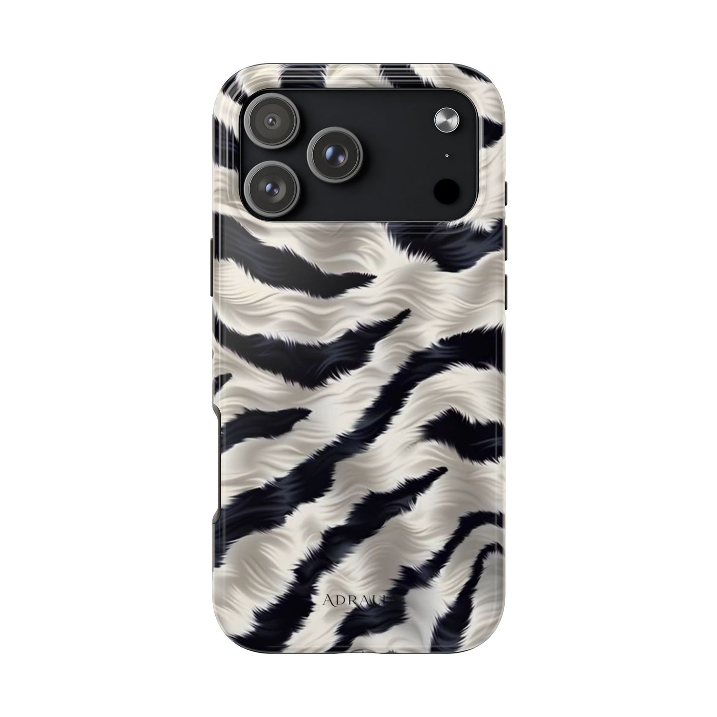 Faux Fur Zebra Tough Phone Case — Black & Ivory Animal Print