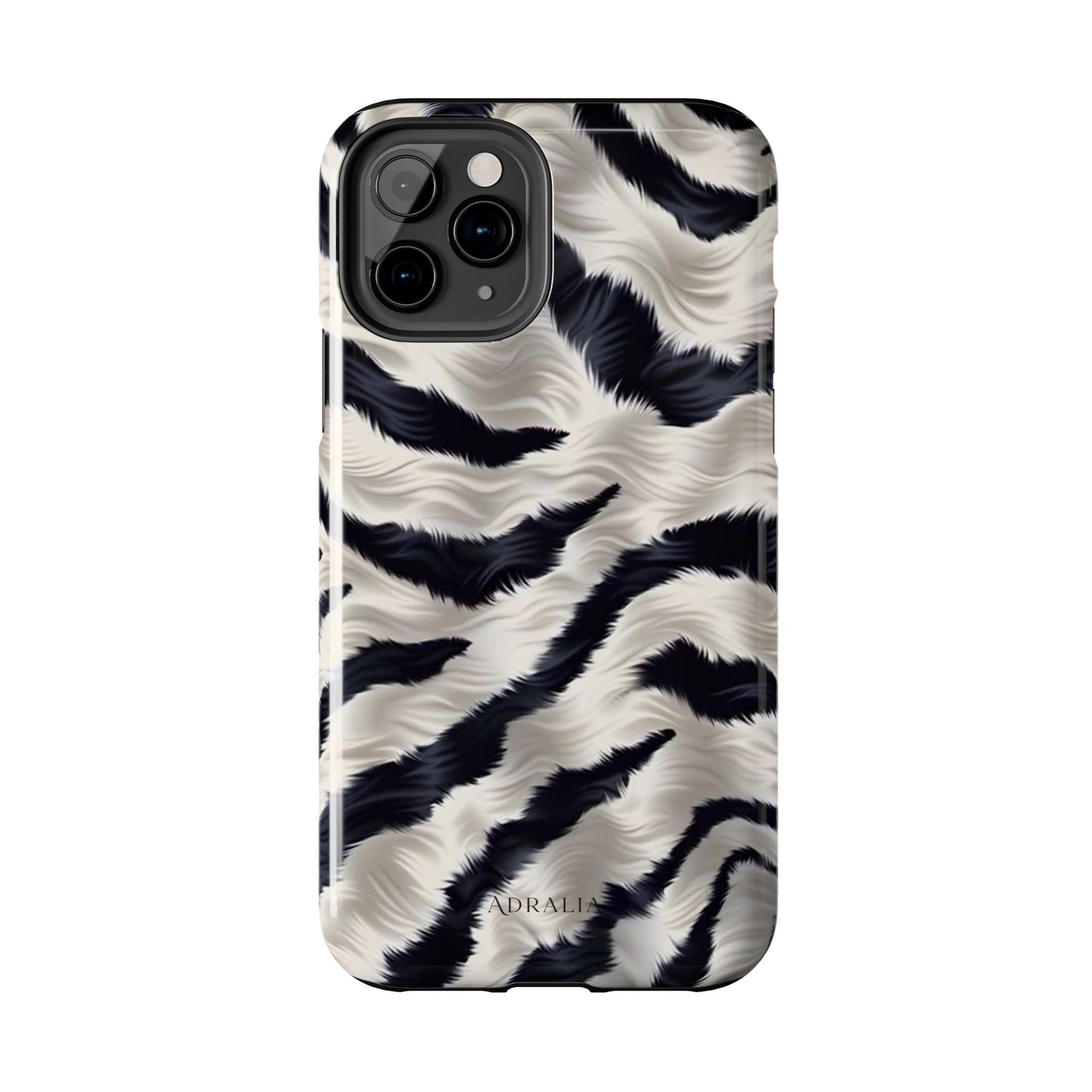 Faux Fur Zebra Tough Phone Case — Black & Ivory Animal Print