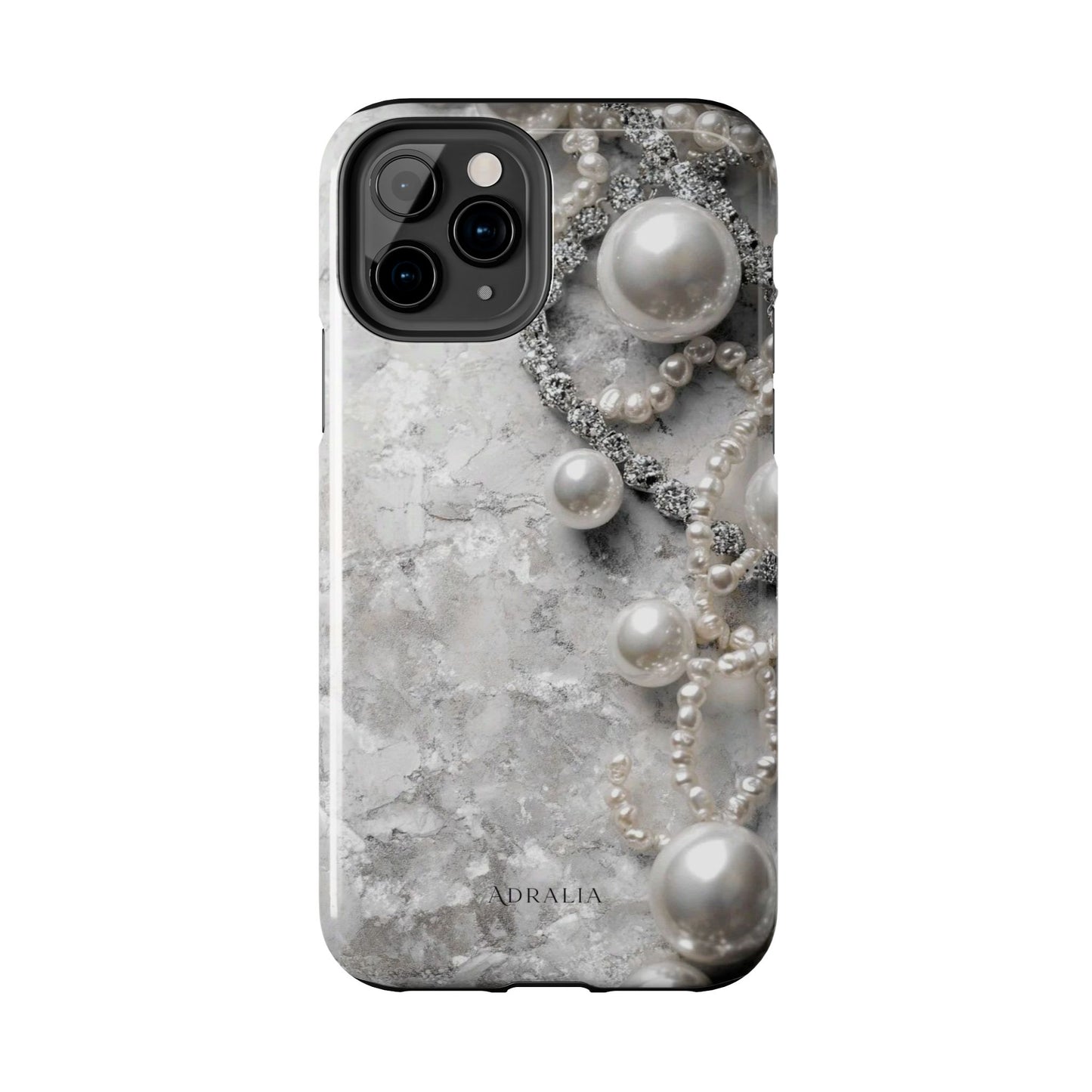 Pearl Luxe Tough Phone Case — Elegant Pearl & Crystal Protective Cover