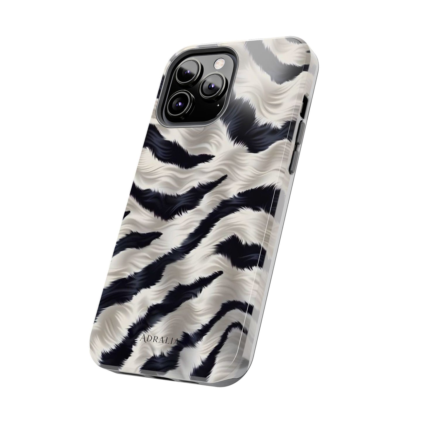 Faux Fur Zebra Tough Phone Case — Black & Ivory Animal Print