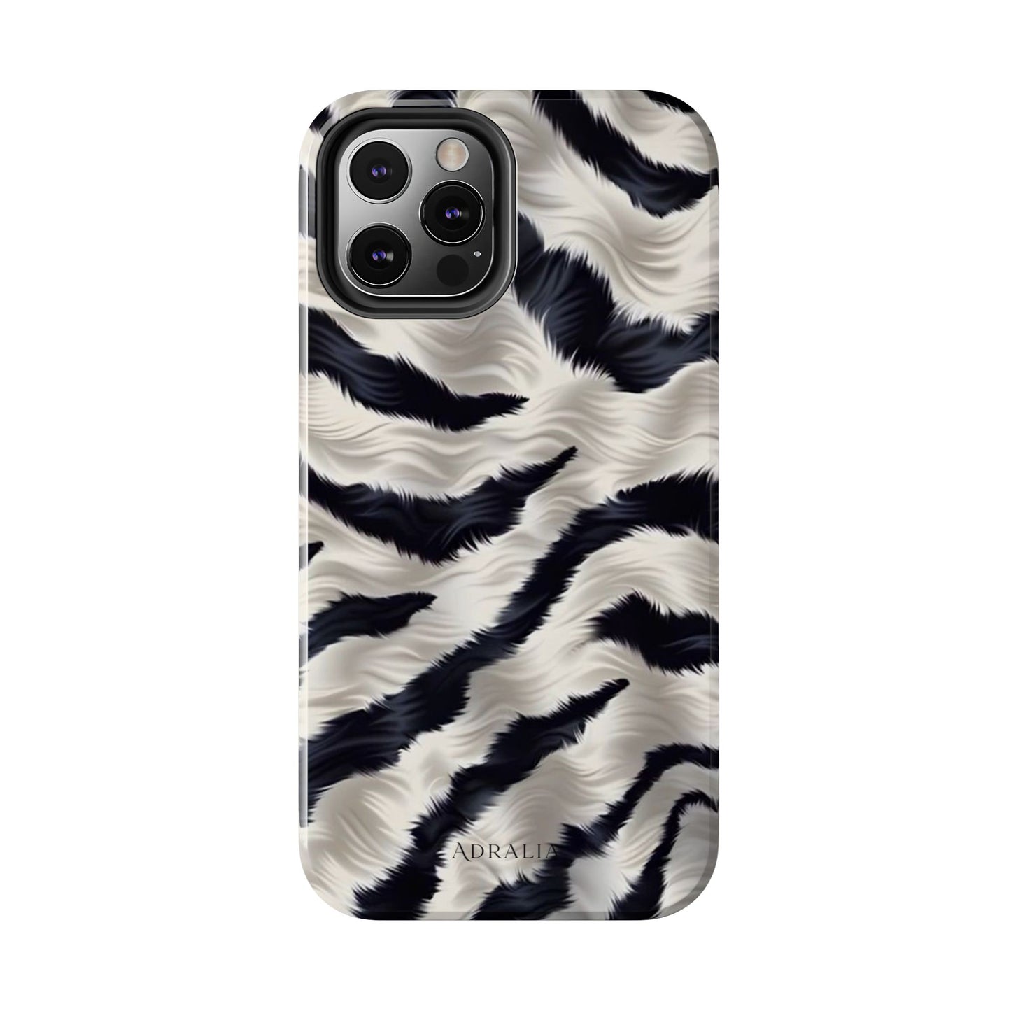 Faux Fur Zebra Tough Phone Case — Black & Ivory Animal Print