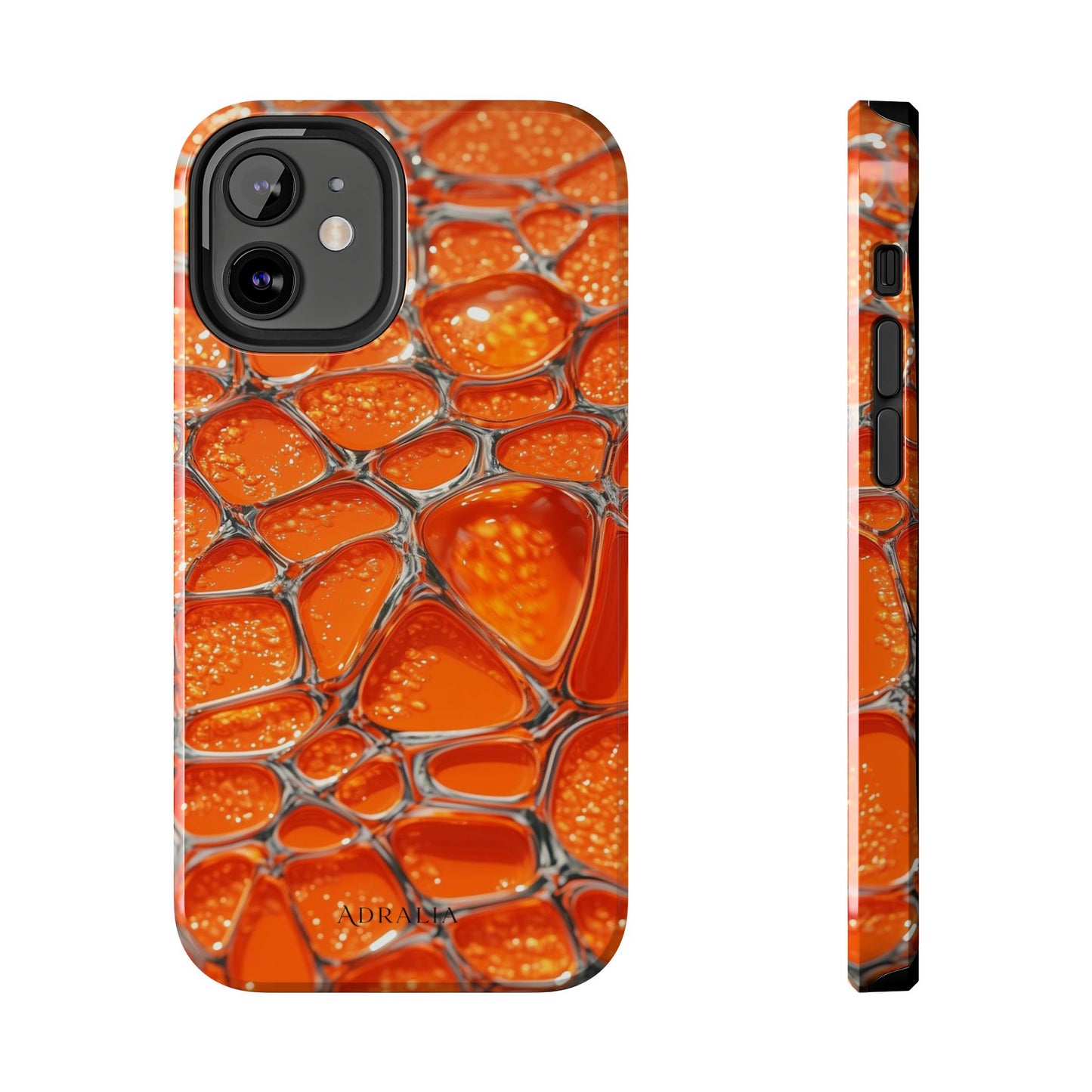 Orange Resin Abstract Tough Phone Case — Durable Protective iPhone Cover