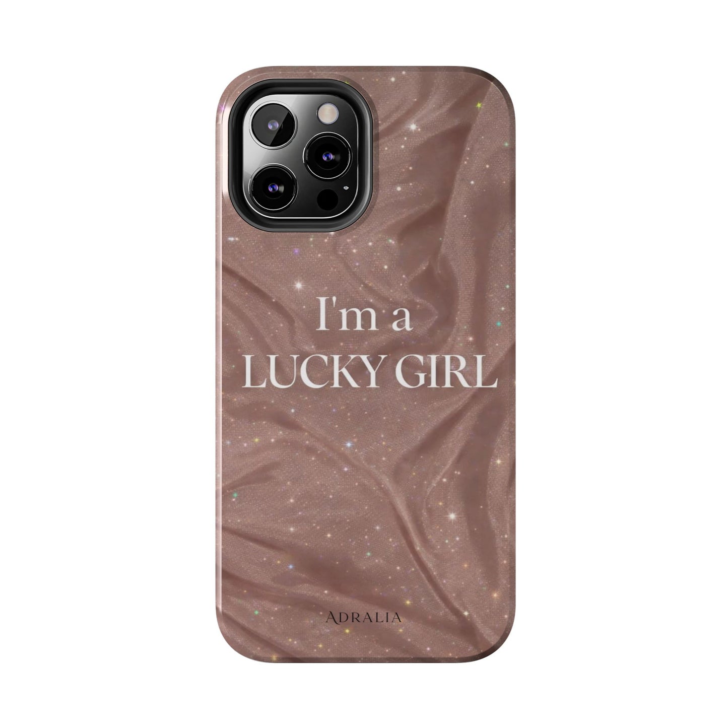 I'm a Lucky Girl Tough Phone Case – Sparkling Rose Marble Protective Cover