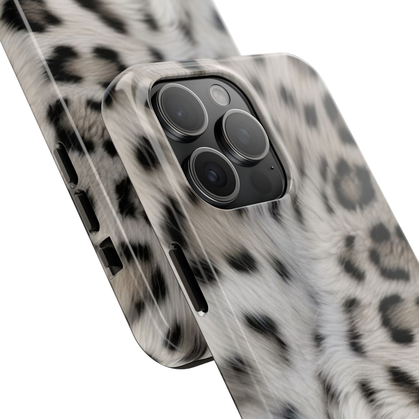 Leopard Fur Tough Phone Case — White Snow Cheetah Protective Cover