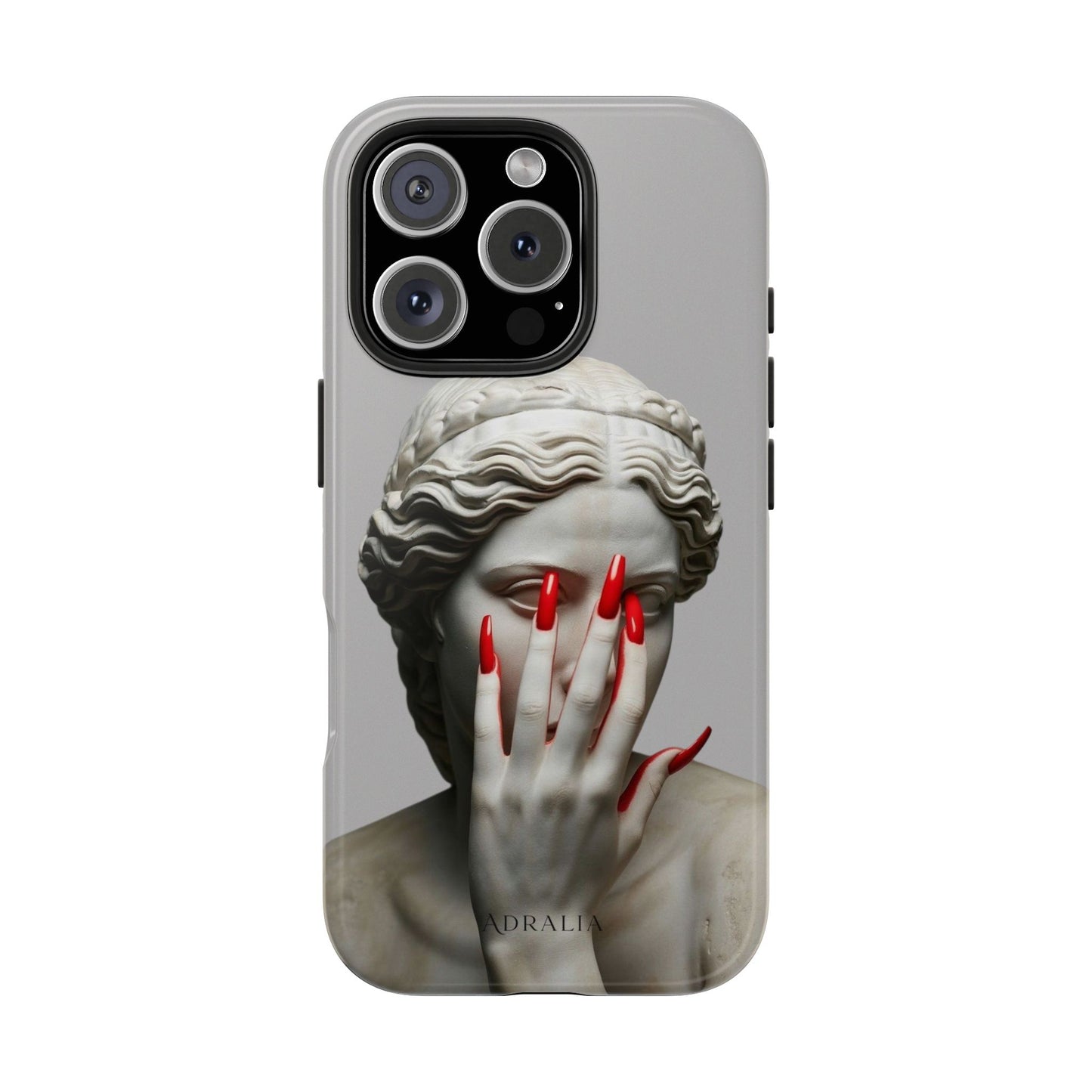 Statue with Red Nails Phone Case — Moody Classical Art Protective Case