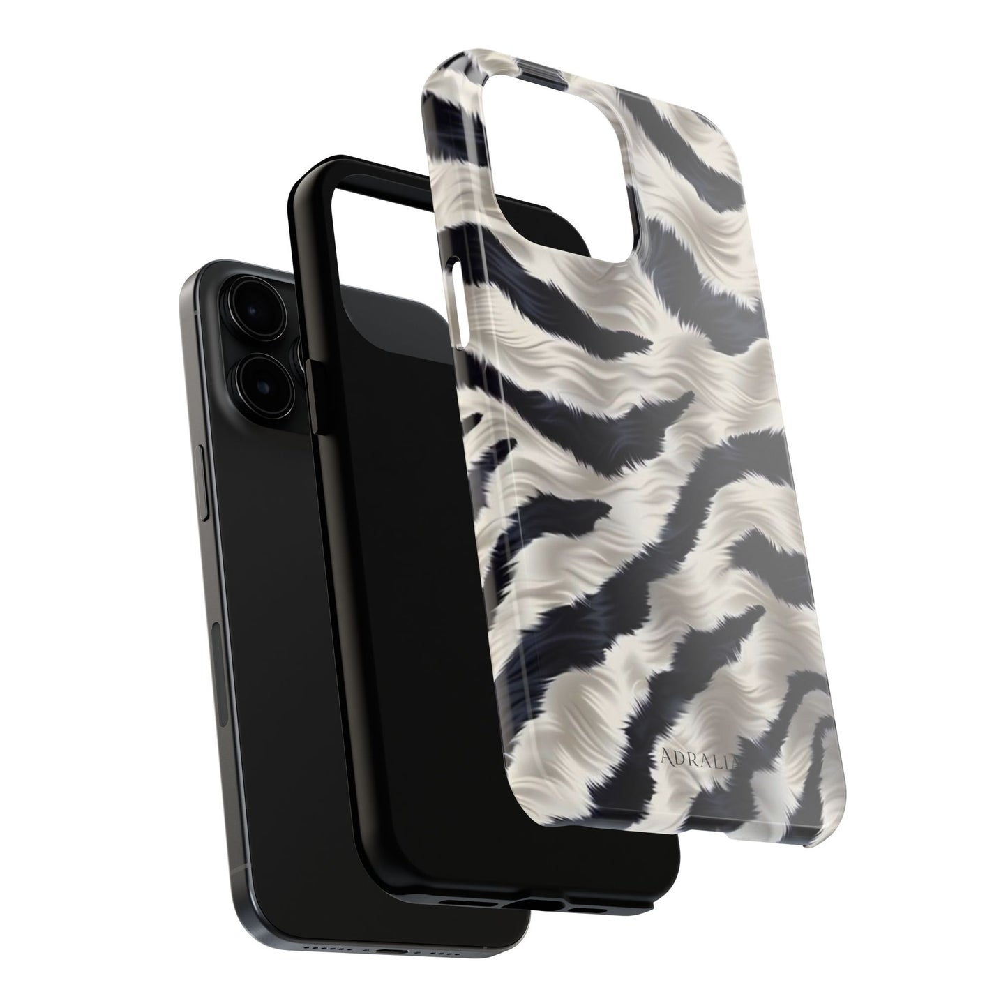 Faux Fur Zebra Tough Phone Case — Black & Ivory Animal Print