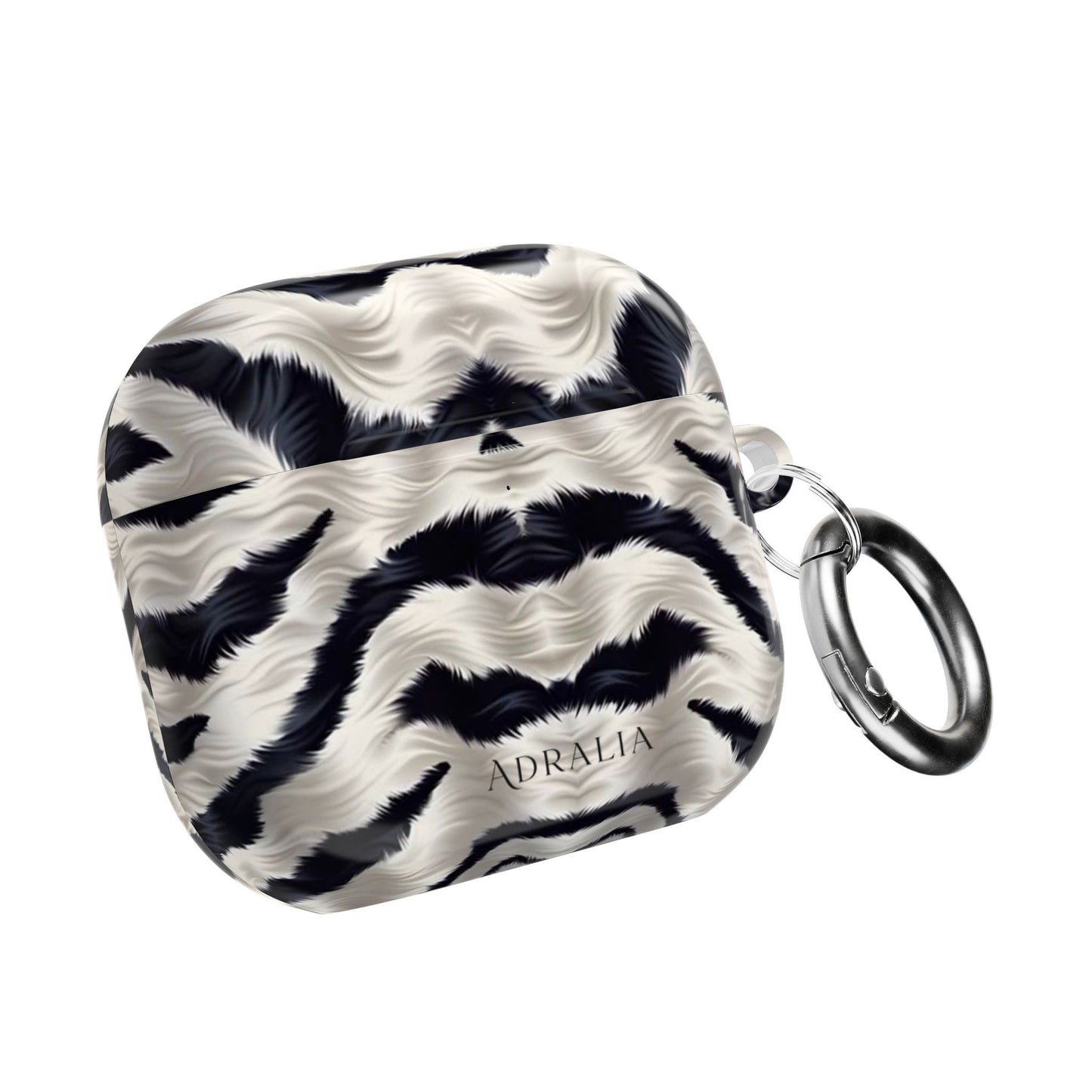 Zebra Fur Pattern AirPod Case — Luxe Black & White Animal Print Protective Cover