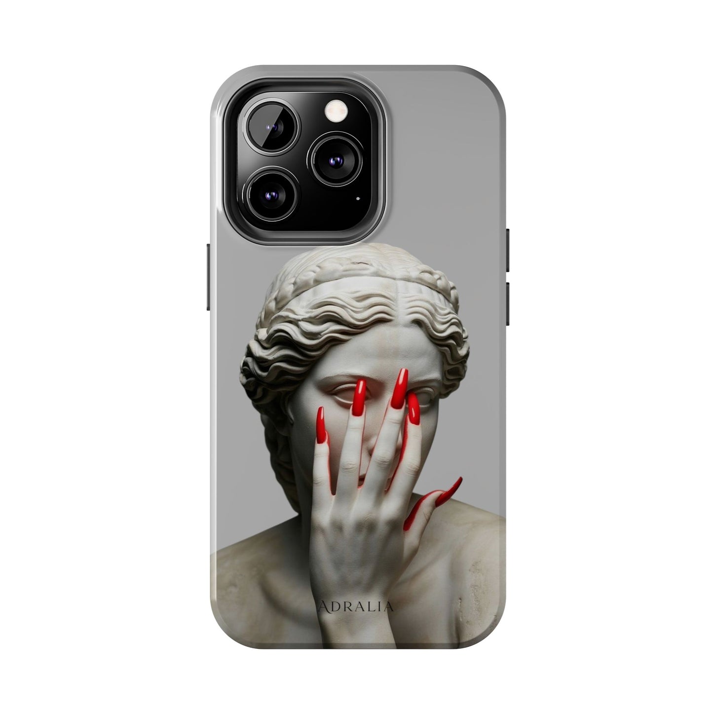 Statue with Red Nails Phone Case — Moody Classical Art Protective Case