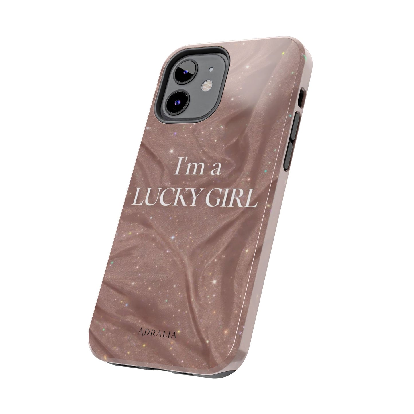 I'm a Lucky Girl Tough Phone Case – Sparkling Rose Marble Protective Cover