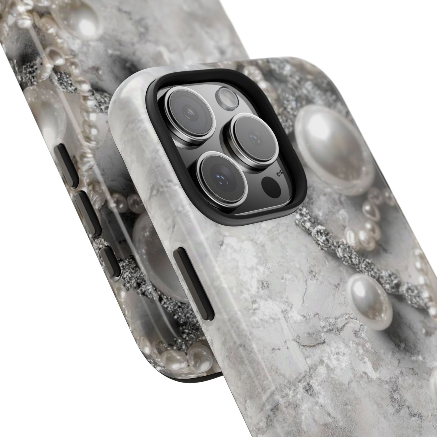 Pearl Luxe Tough Phone Case — Elegant Pearl & Crystal Protective Cover