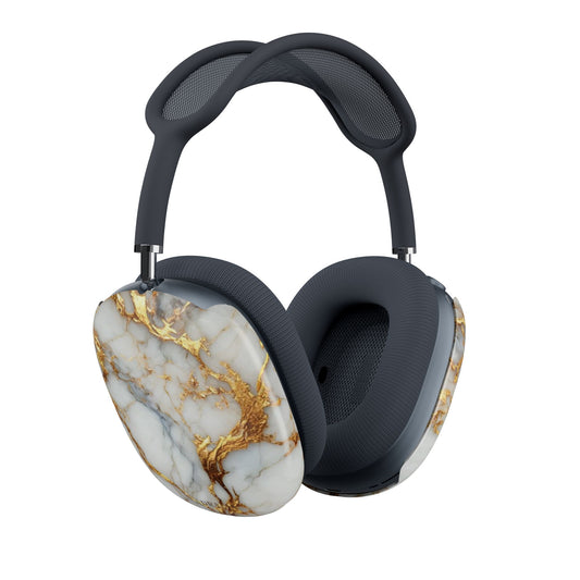 AirPods Max Case – White & Gold Marble Protective Shell